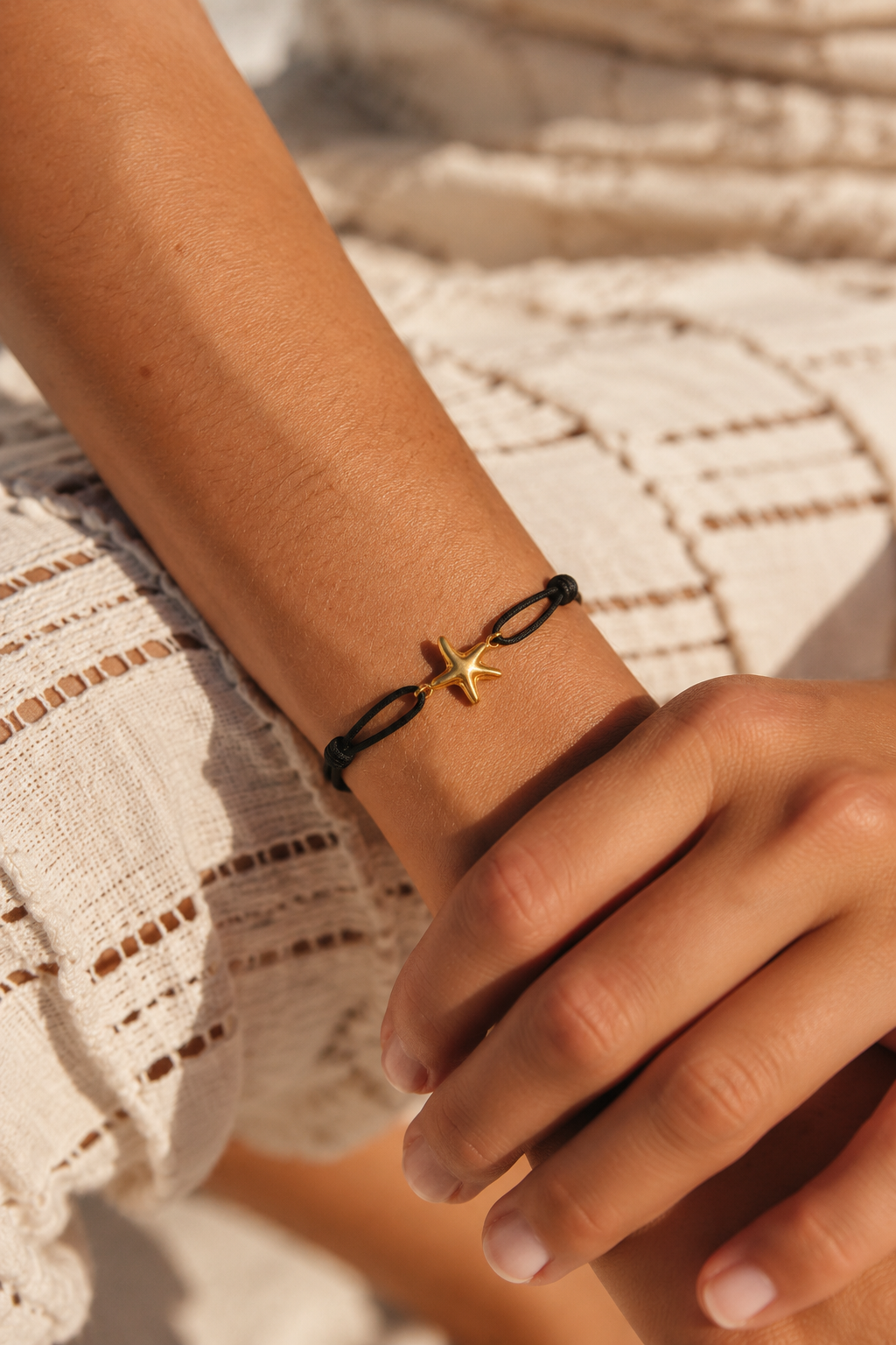 Bracelet Étoile de Mer Noir & Gold