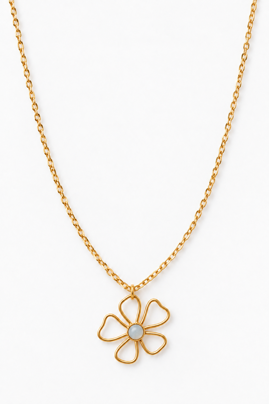 Collier fleur – bleu eau