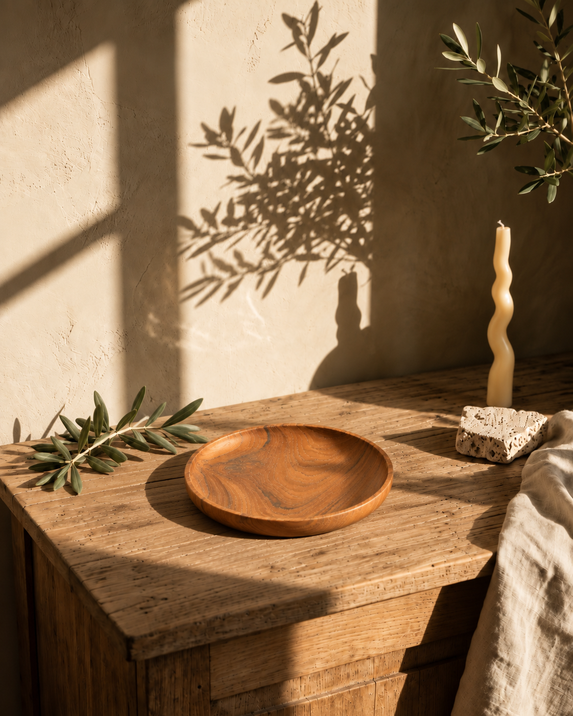 Assiette ronde en bois de teck – Ø 13 cm