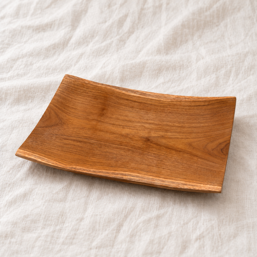 Assiette rectangulaire en bois de teck – 25,5 x 17 cm