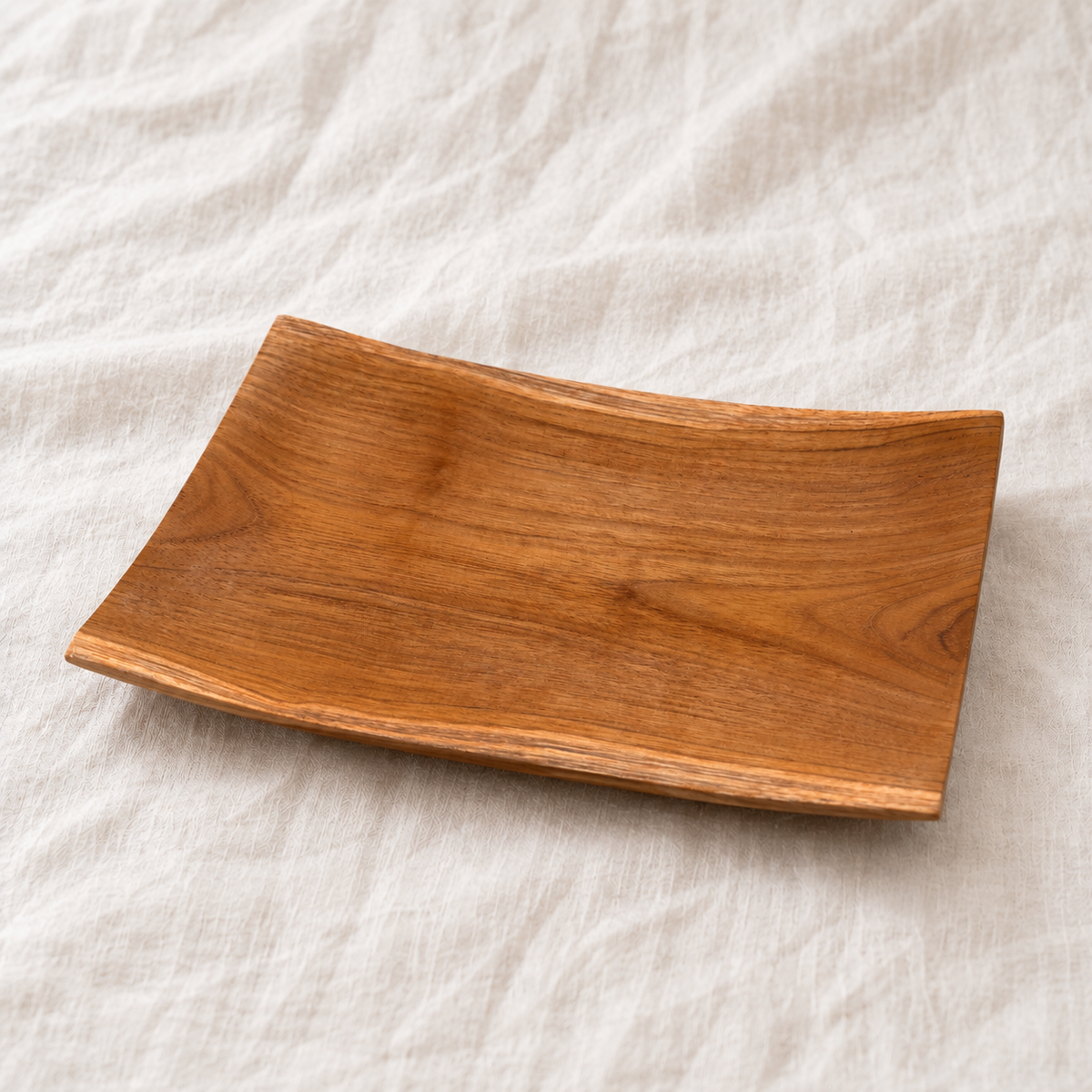 Assiette rectangulaire en bois de teck – 25,5 x 17 cm
