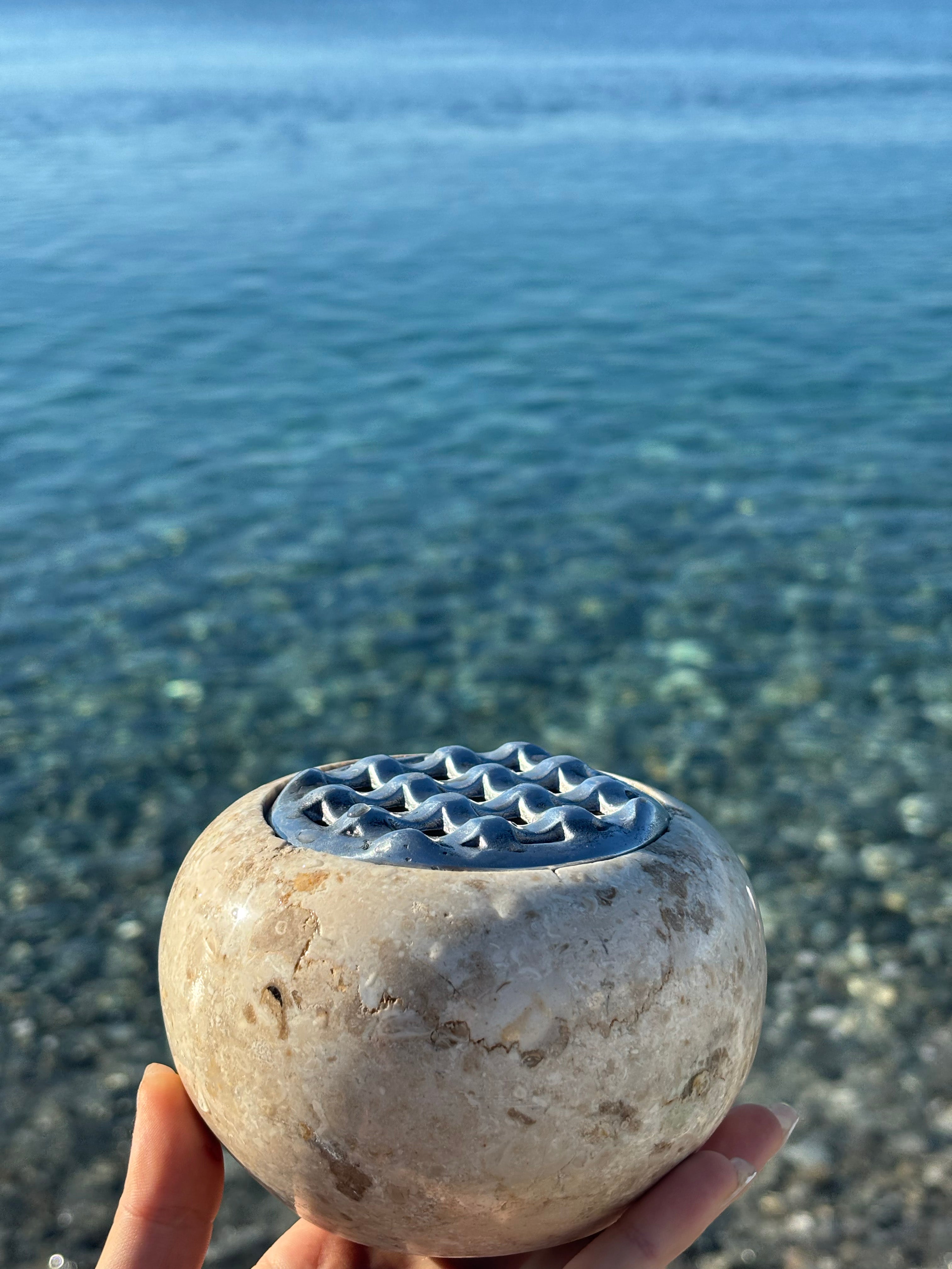 Cendrier en marbre lisse blanc