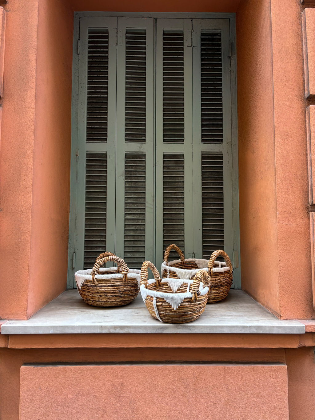 Lot de 3 Paniers tressés macramé naturels