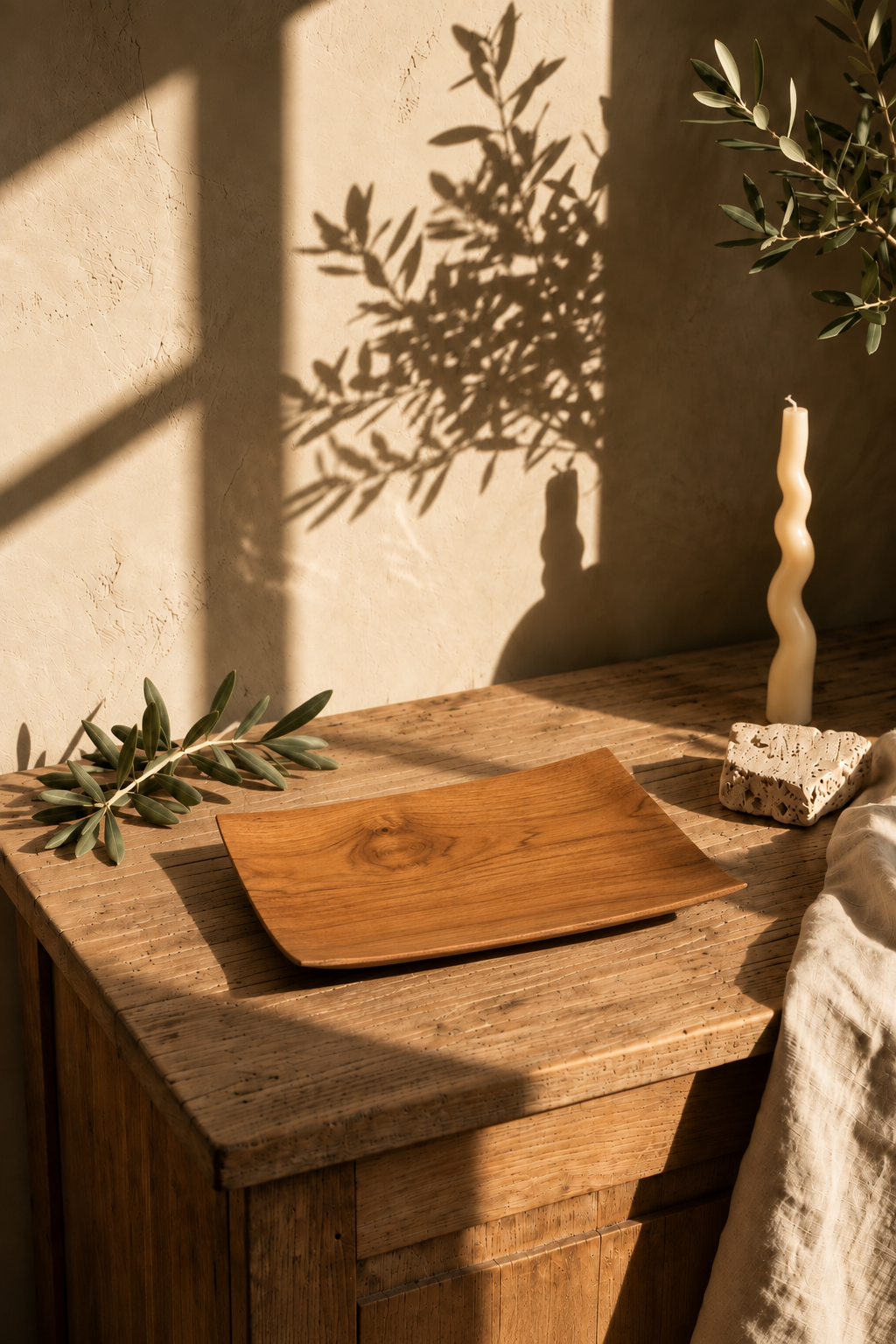 Assiette rectangulaire en bois de teck – 20 x 16 cm