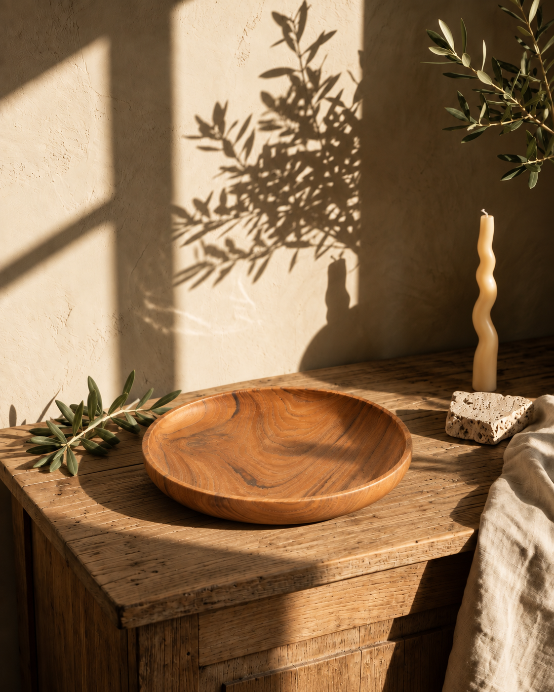 Assiette ronde en bois de teck – Ø 16 cm