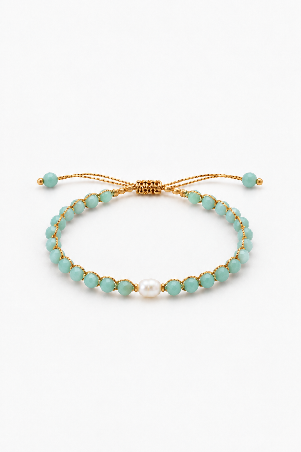 Bracelet Perle de Nacre Turquoise & Doré
