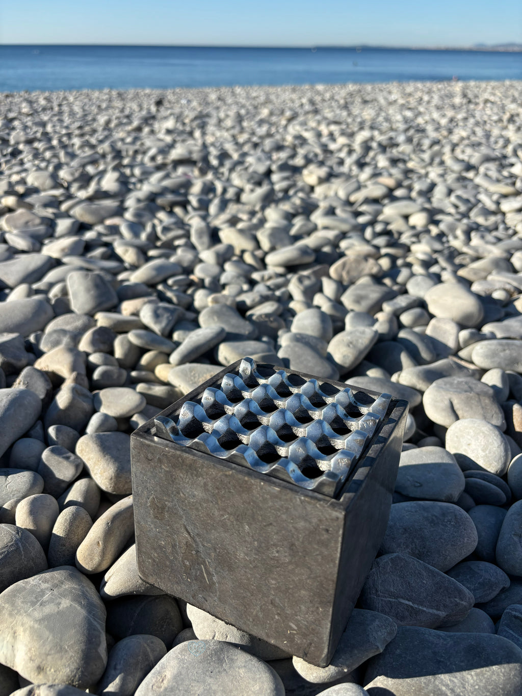 Cendrier cube marbre gris