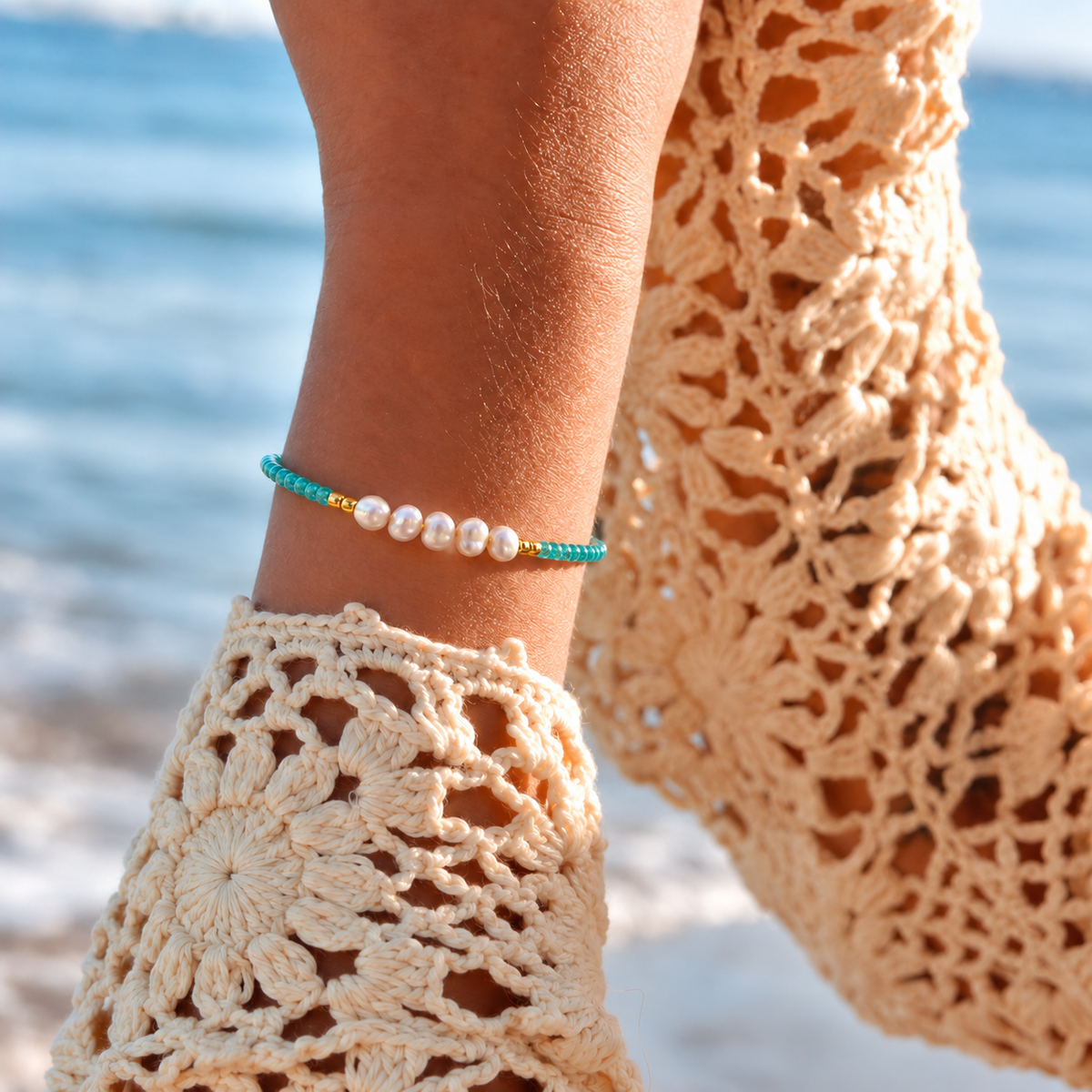 Bracelet Nacre Éclat – Vert turquoise