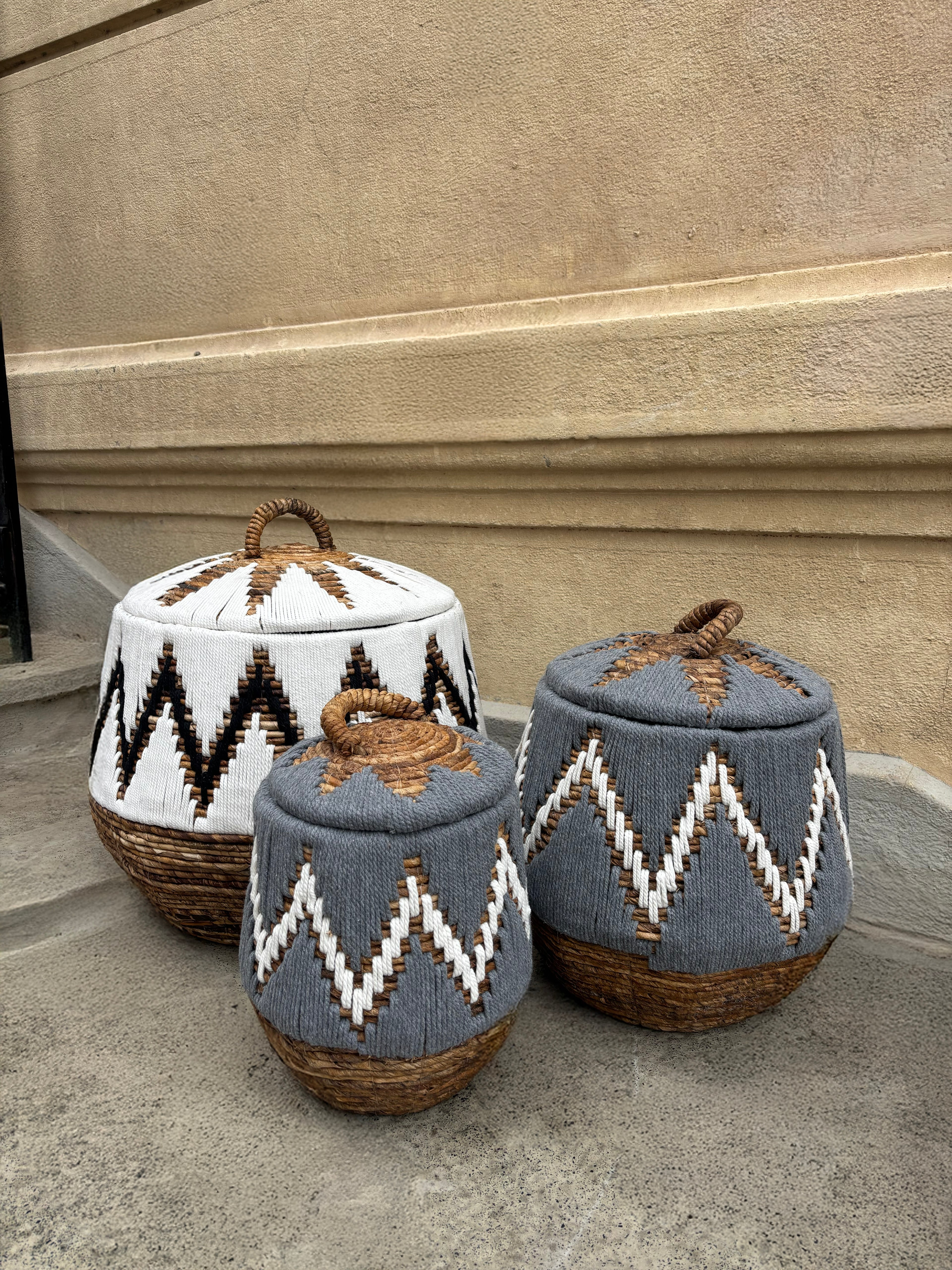 Paniers tressés à couvercle – 3 tailles disponibles