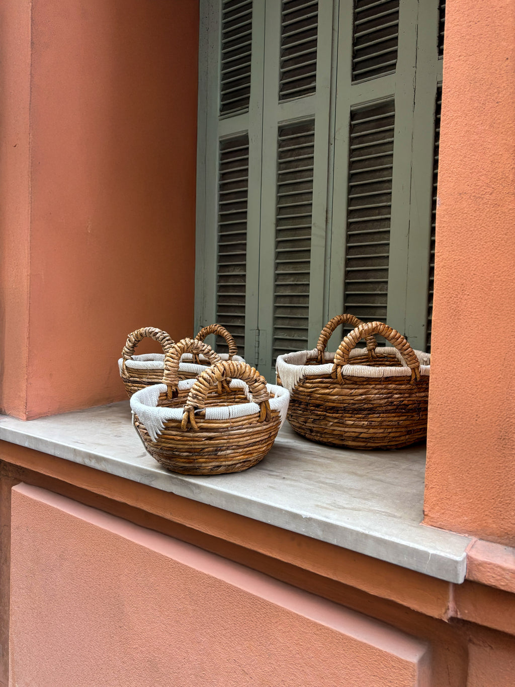 Lot de 3 Paniers tressés macramé naturels