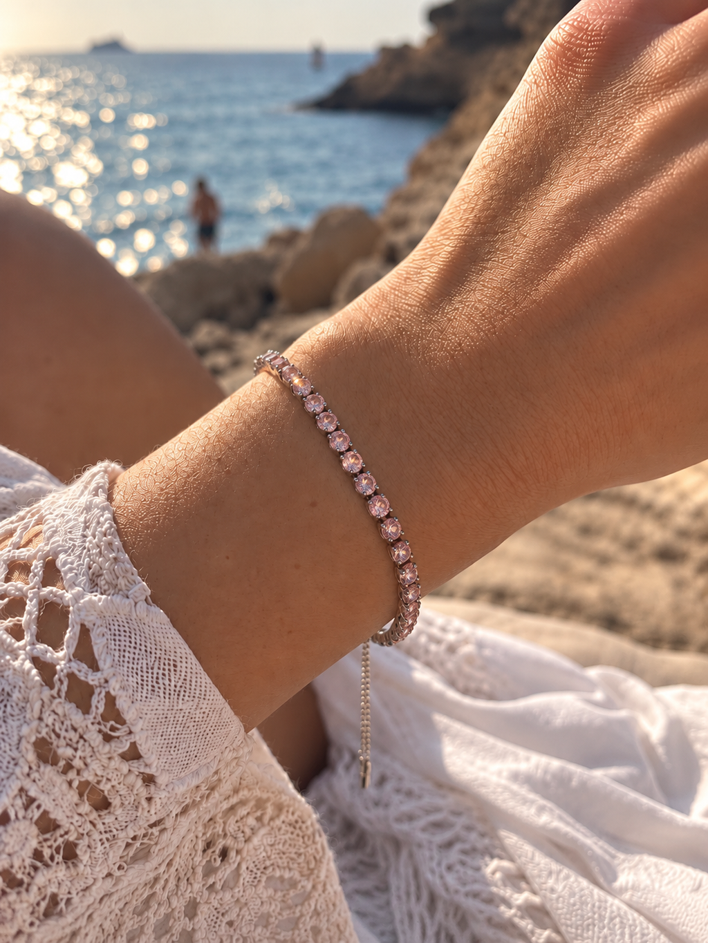 Bracelet pierres roses
