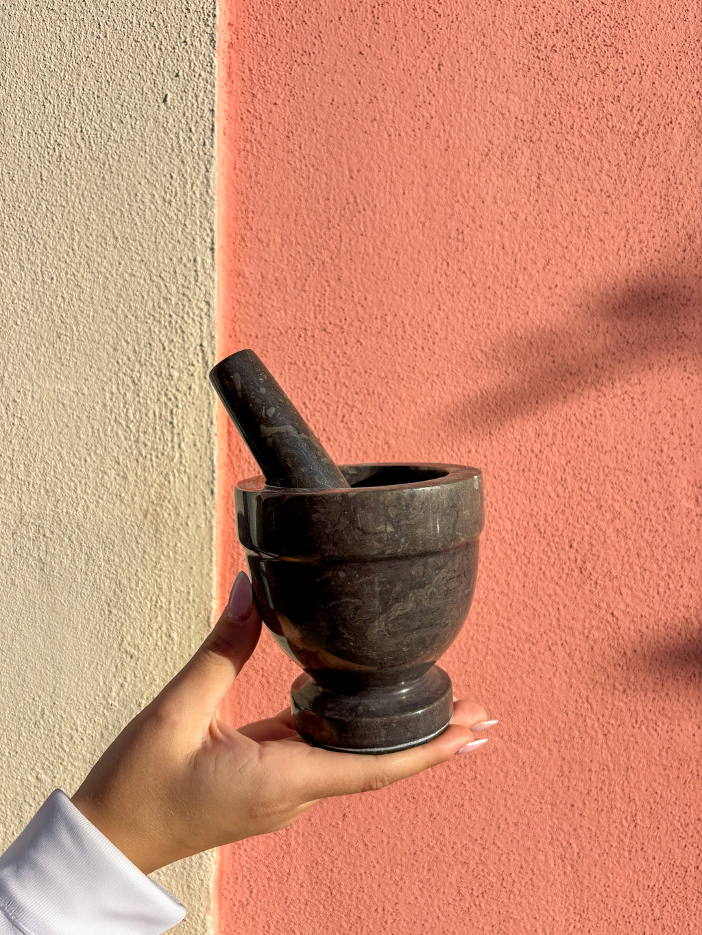 Mortier en marbre gris