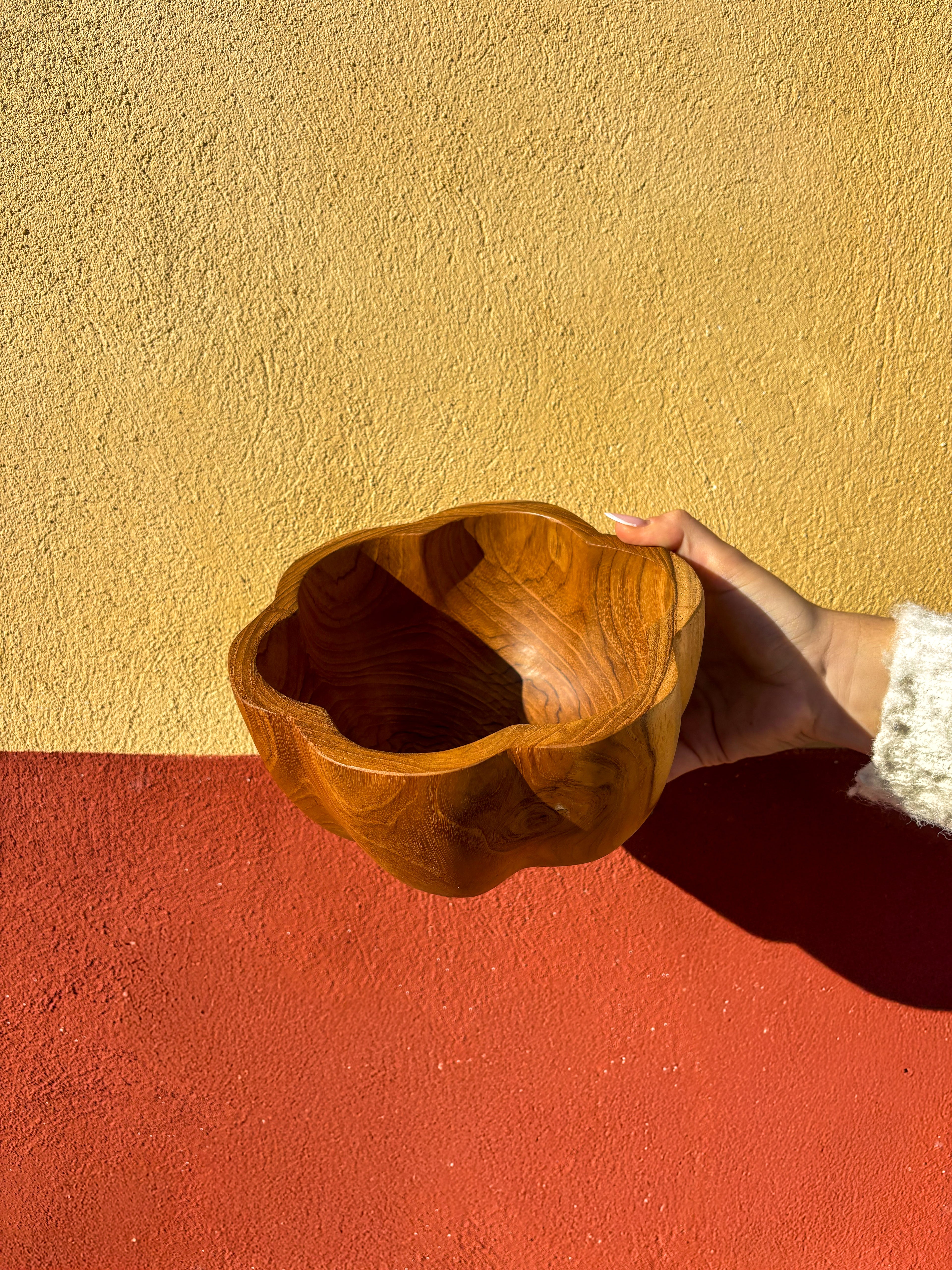 Bol fleur en bois de teck
