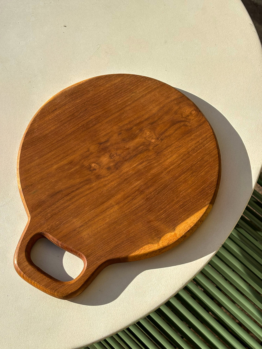 Plateau rond en bois de teck