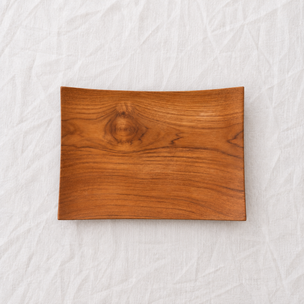 Assiette rectangulaire en bois de teck – 20 x 16 cm