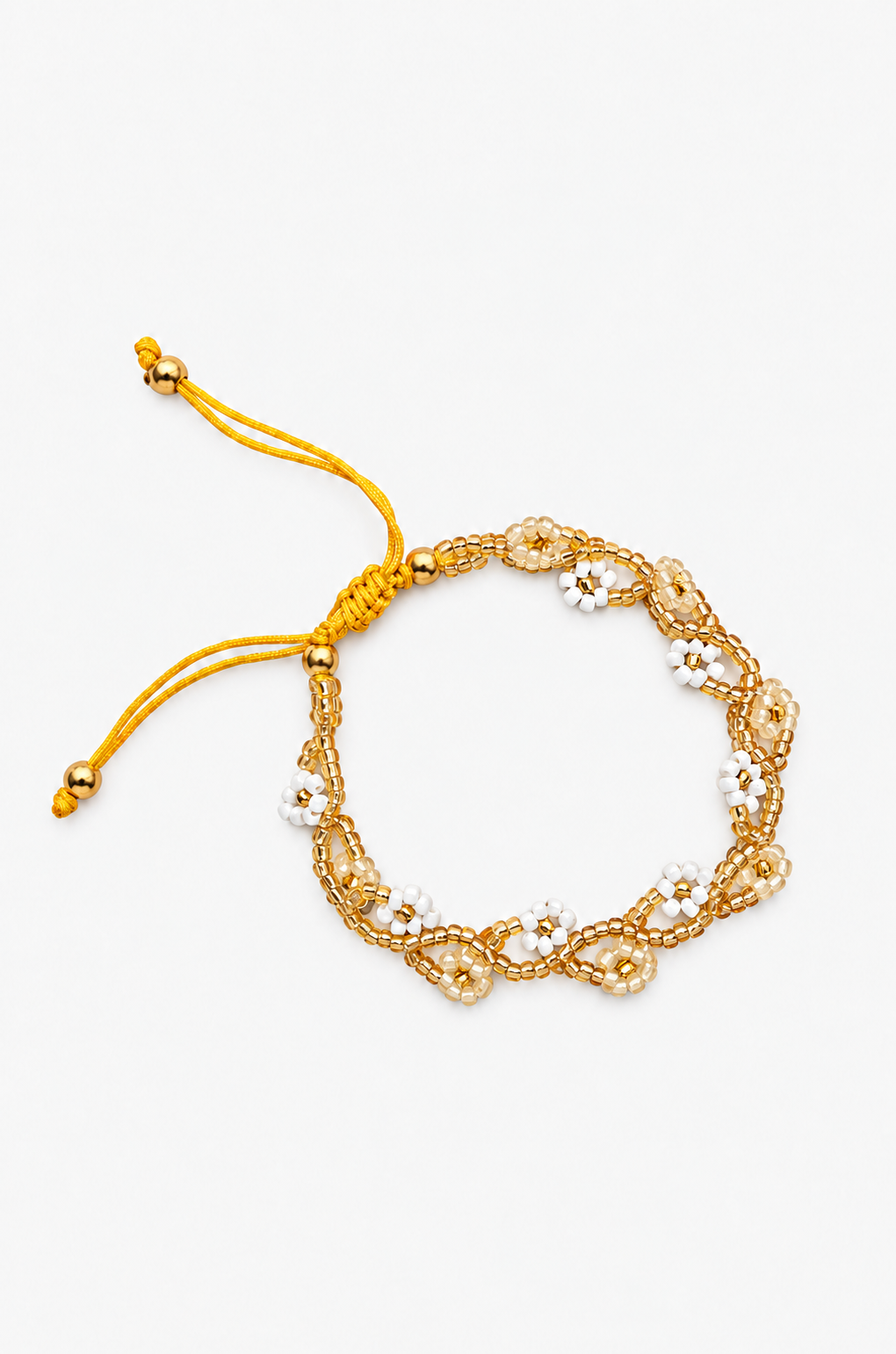 Bracelet fleurs blanc et beige