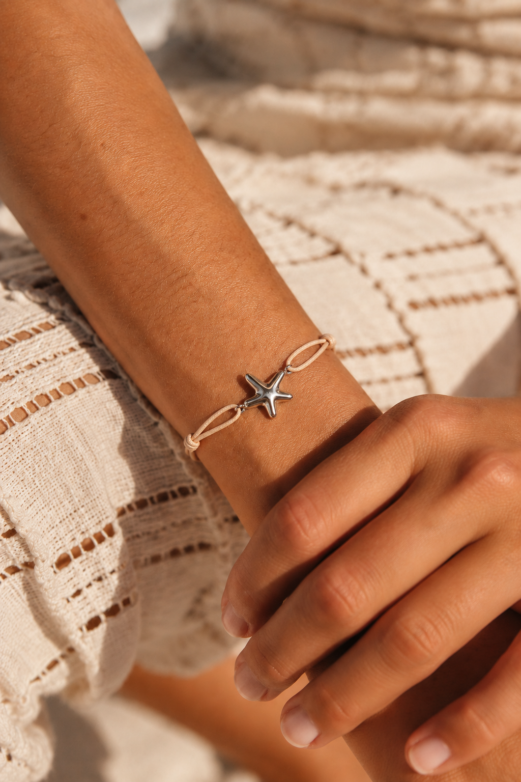 Bracelet Étoile de Mer crème & Argenté