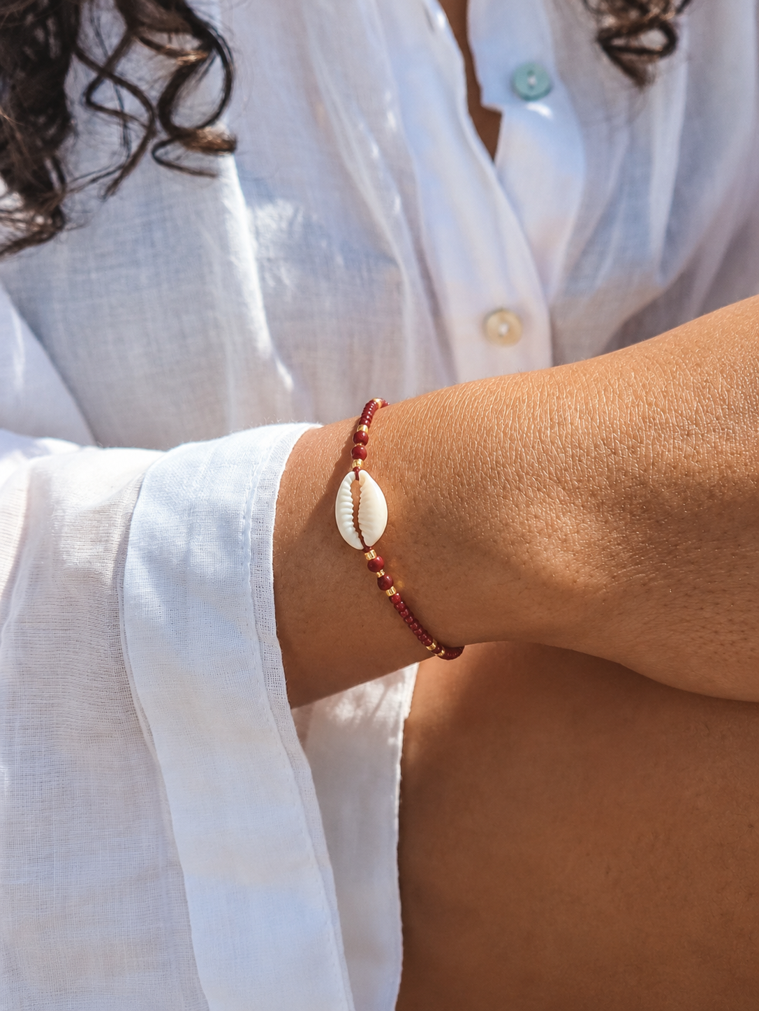 Bracelet coquillage rouge