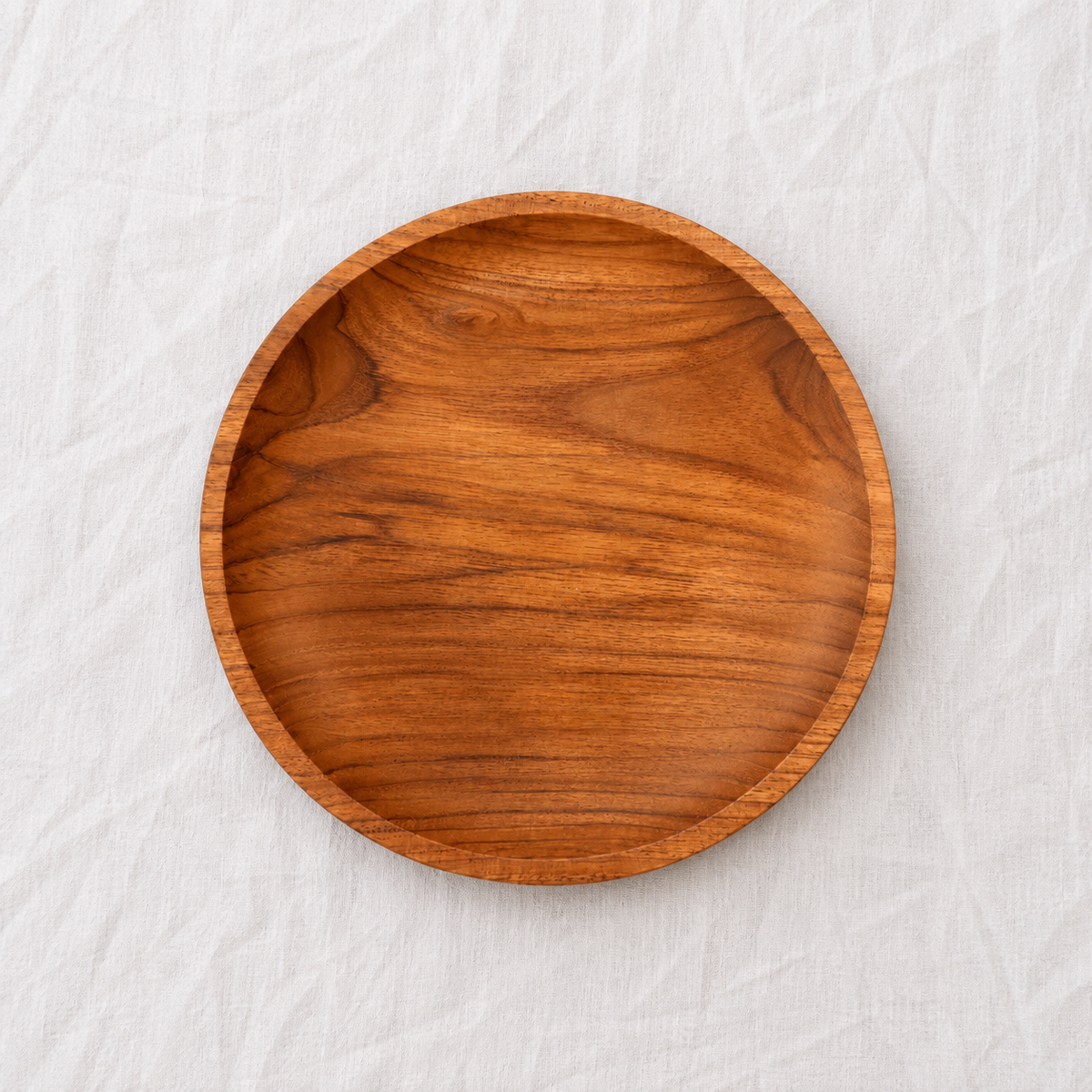 Assiette ronde en bois de teck – Ø 13 cm