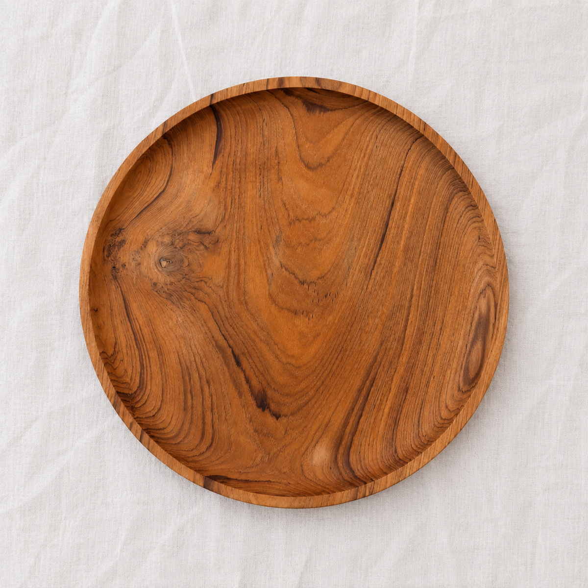 Assiette ronde en bois de teck – Ø 20 cm
