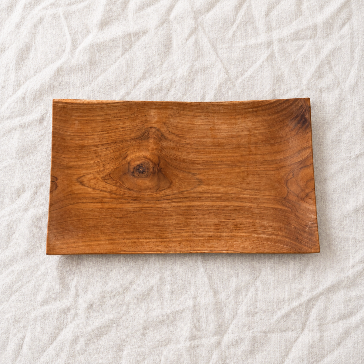 Grande assiette rectangulaire en bois de teck – 30 x 18 cm