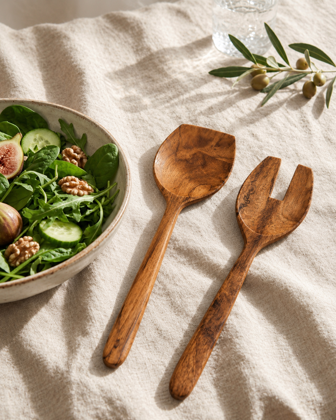 Couverts à salade en bois de teck