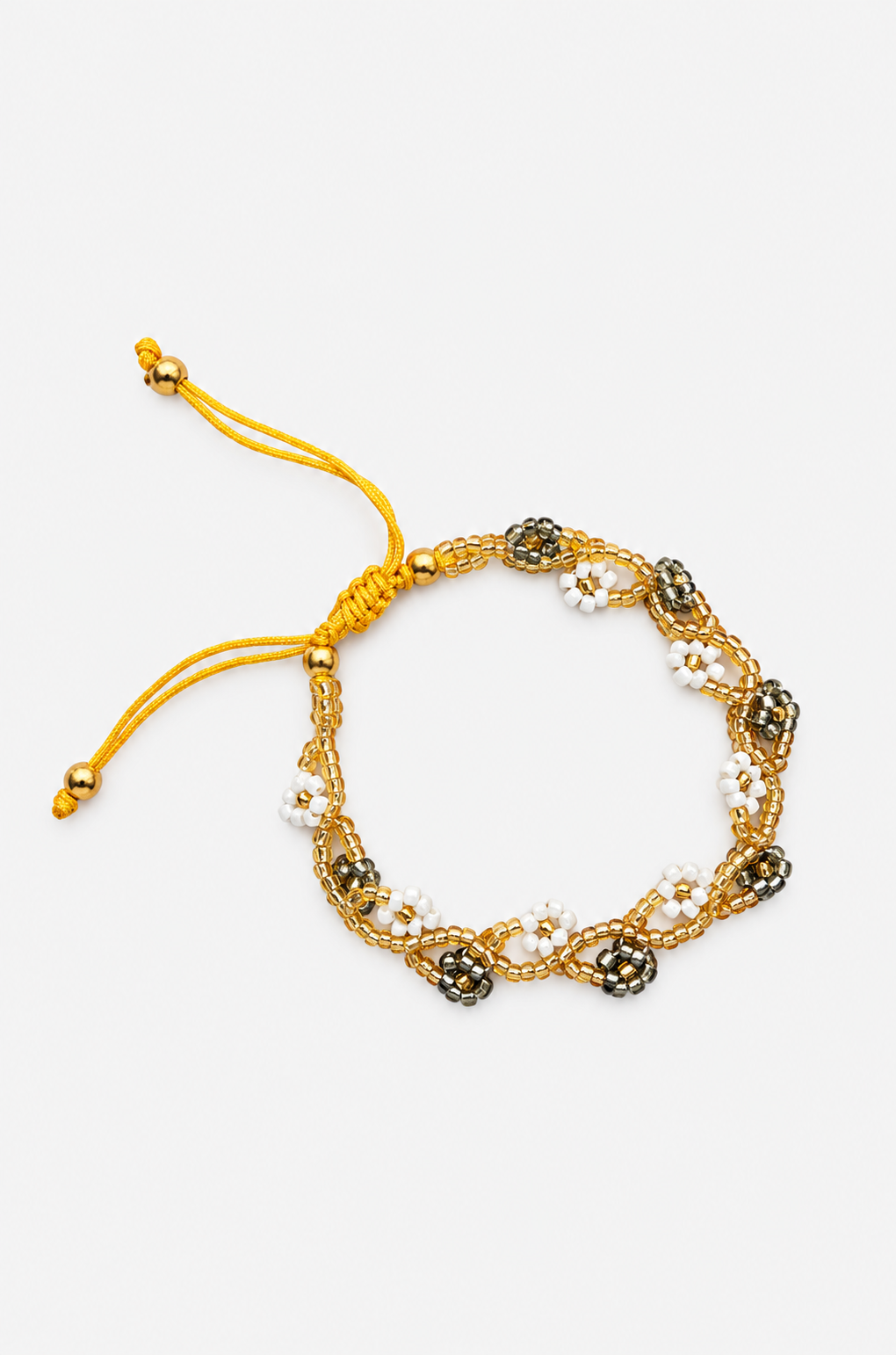 Bracelet fleurs blanc et gris
