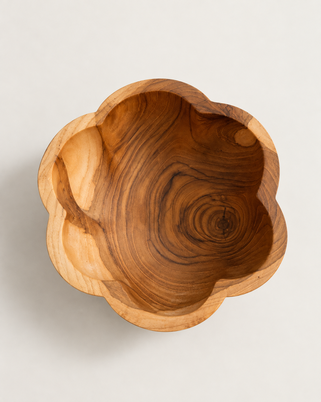 Bol en teck – Forme fleur