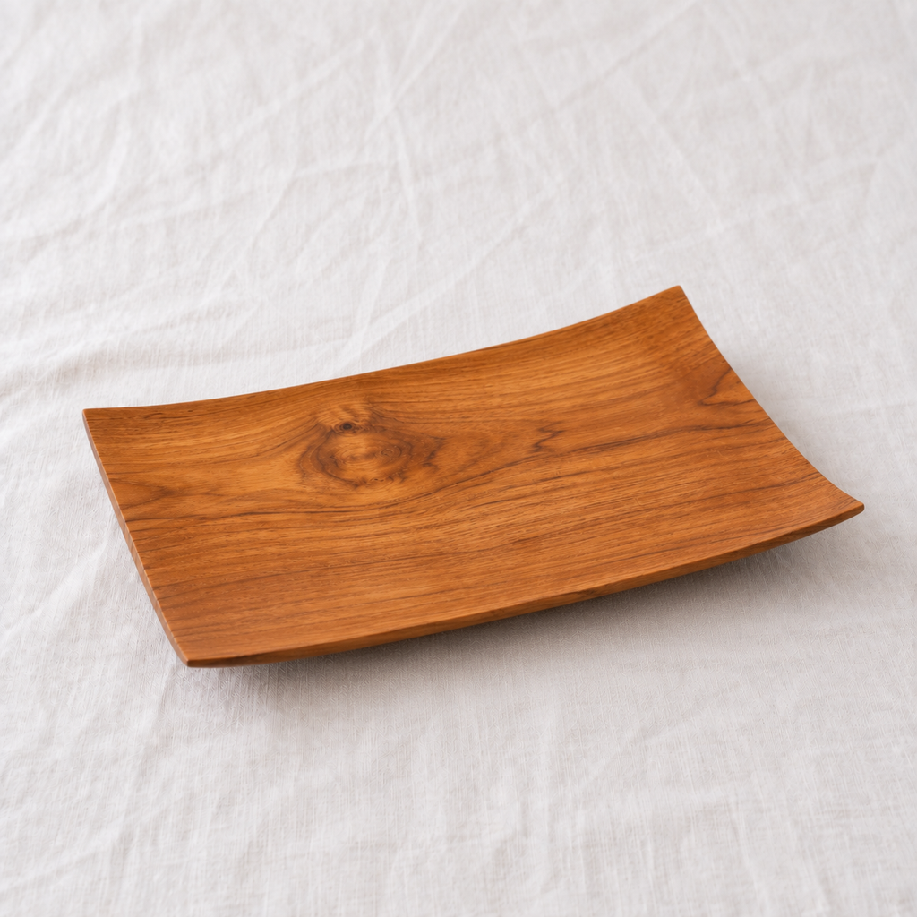 Assiette rectangulaire en bois de teck – 20 x 16 cm