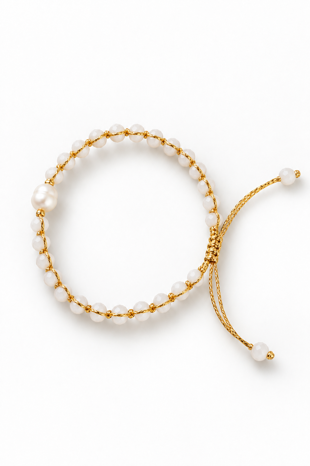 Bracelet Perle de Nacre Blanc & Doré