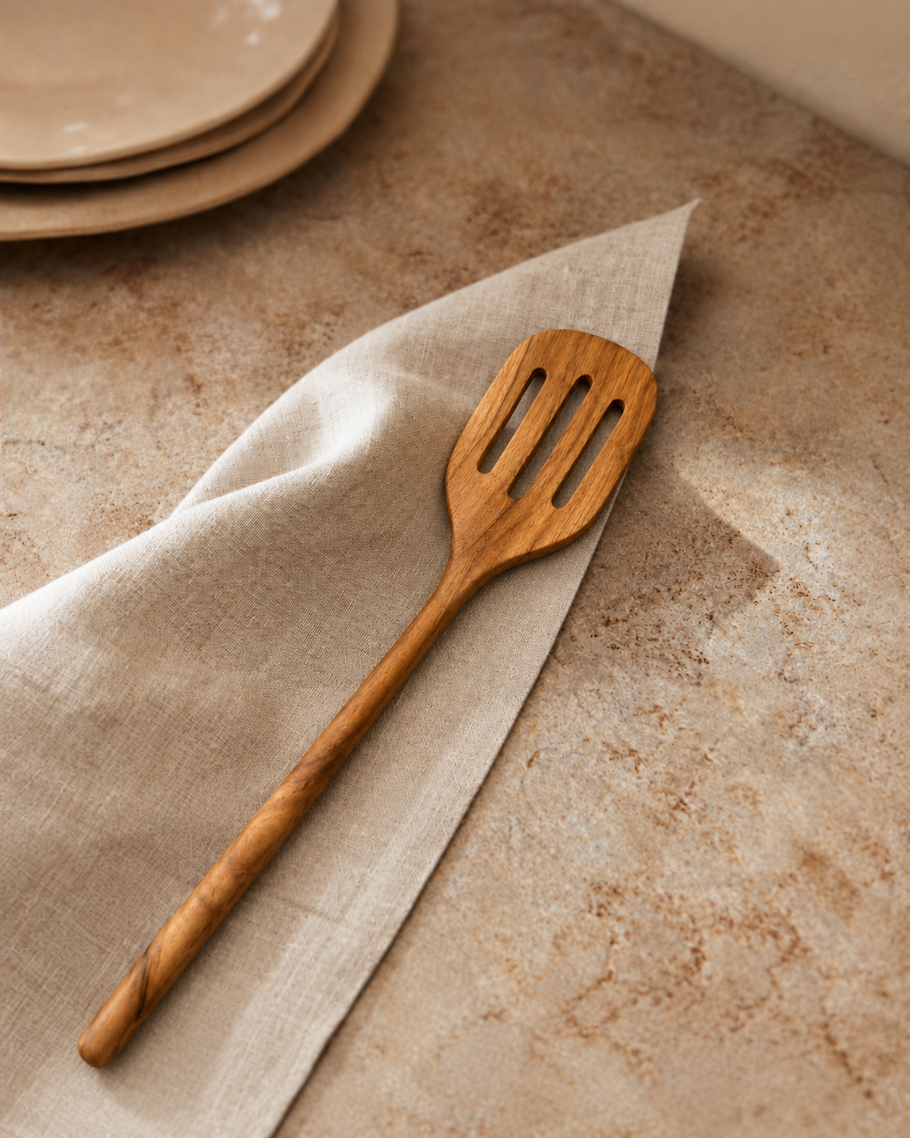 Spatule ajourée en bois de teck