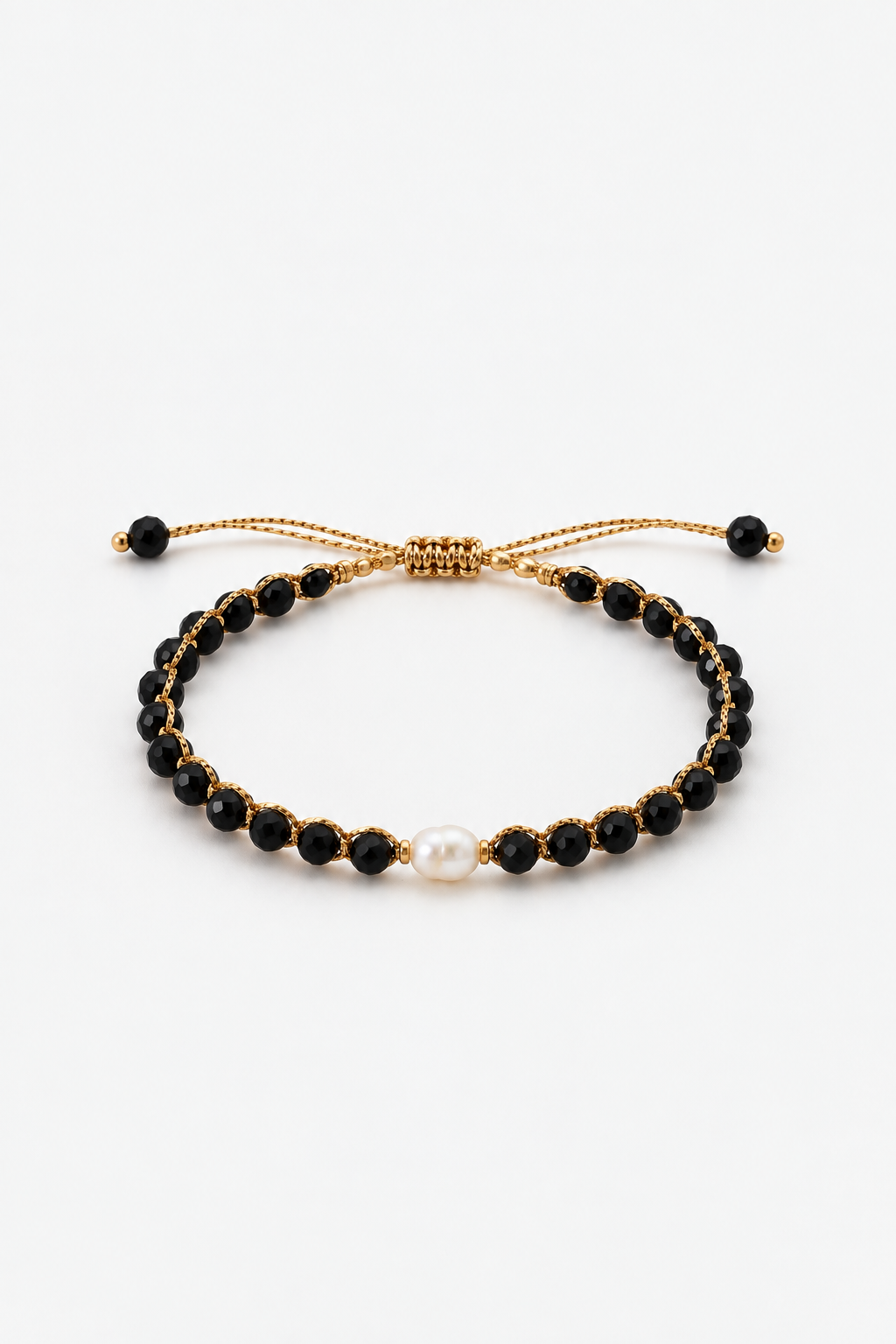 Bracelet Perle de Nacre Noir & Doré