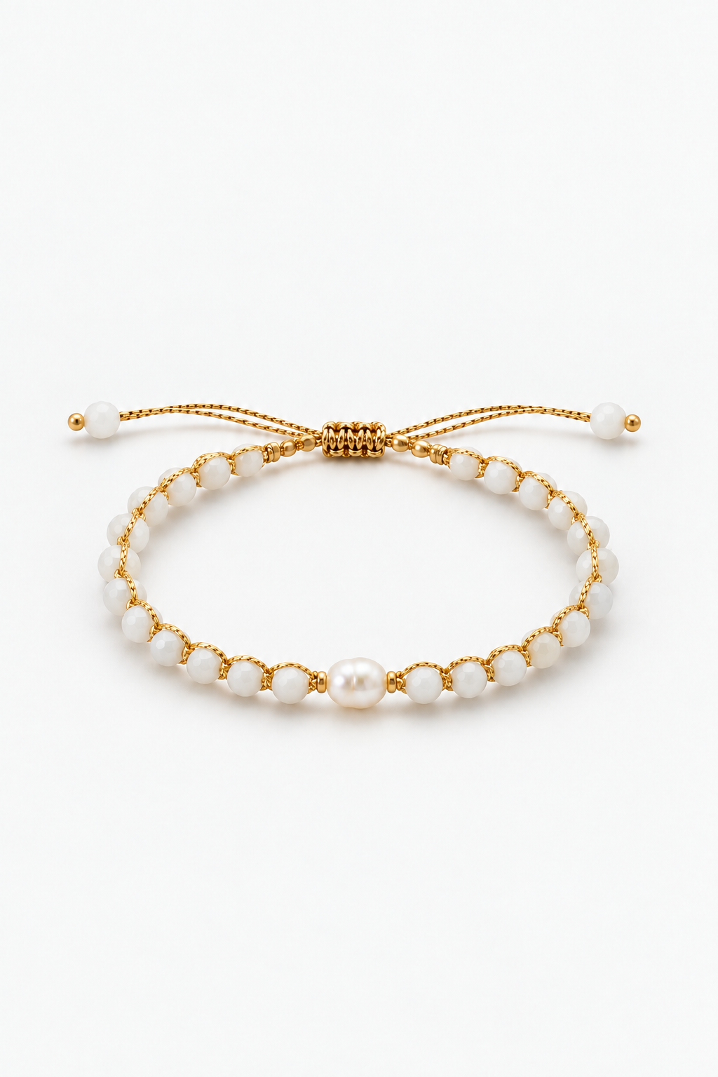 Bracelet Perle de Nacre Blanc & Doré