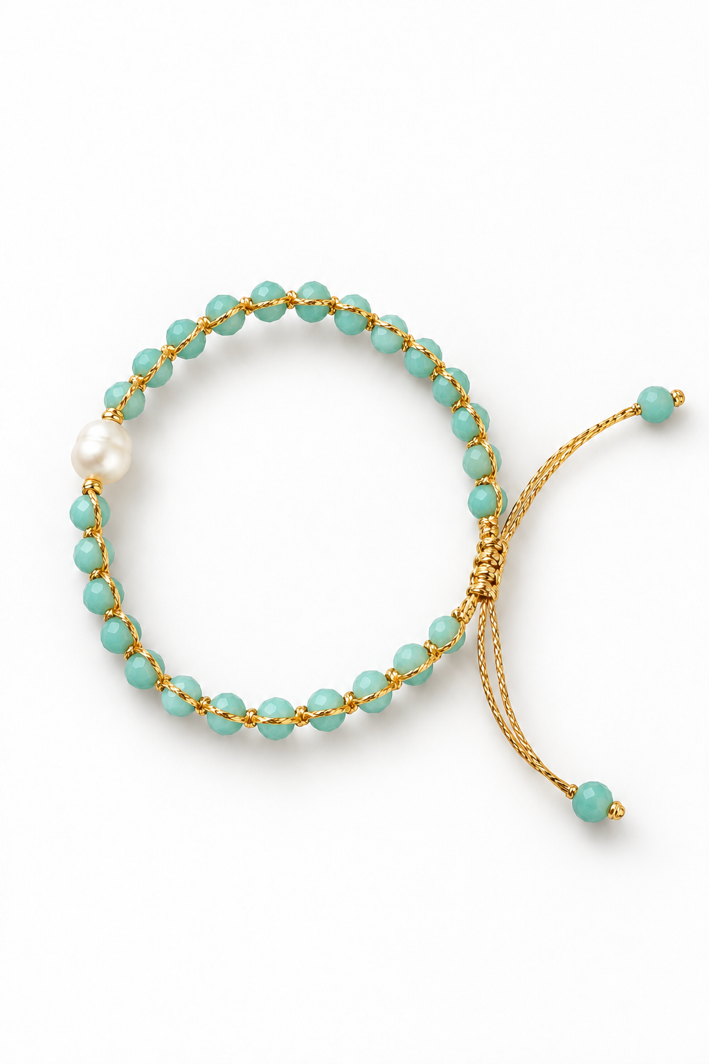 Bracelet Perle de Nacre Turquoise & Doré