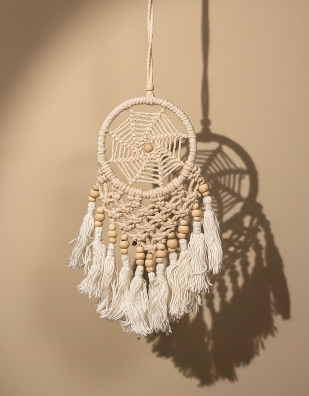 Petit Attrape-Rêves Bohème en Macramé et Bois