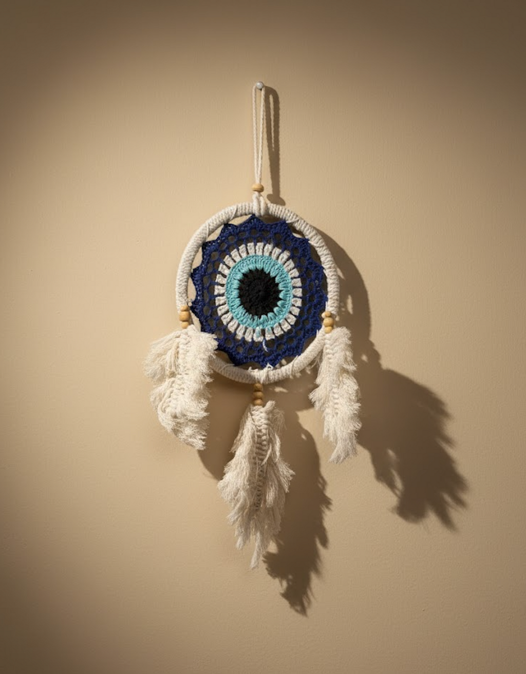 Petit Attrape-Rêves “Œil Protecteur” Bleu en Macramé