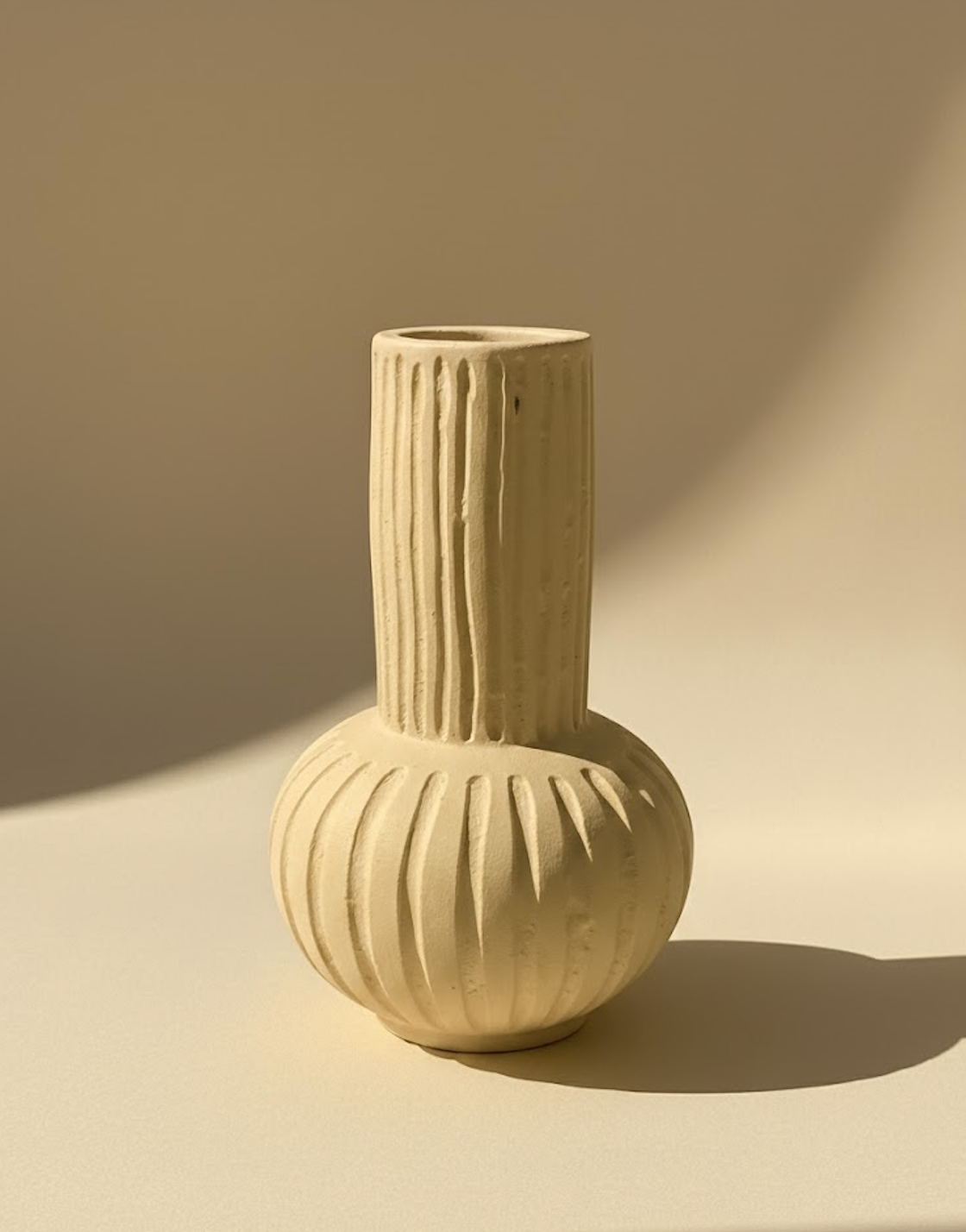 Vase jaune – Design côtelé