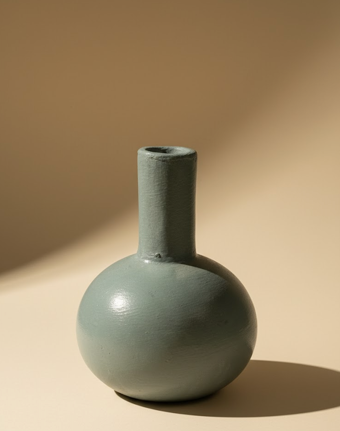 Vase rond bleu lisse