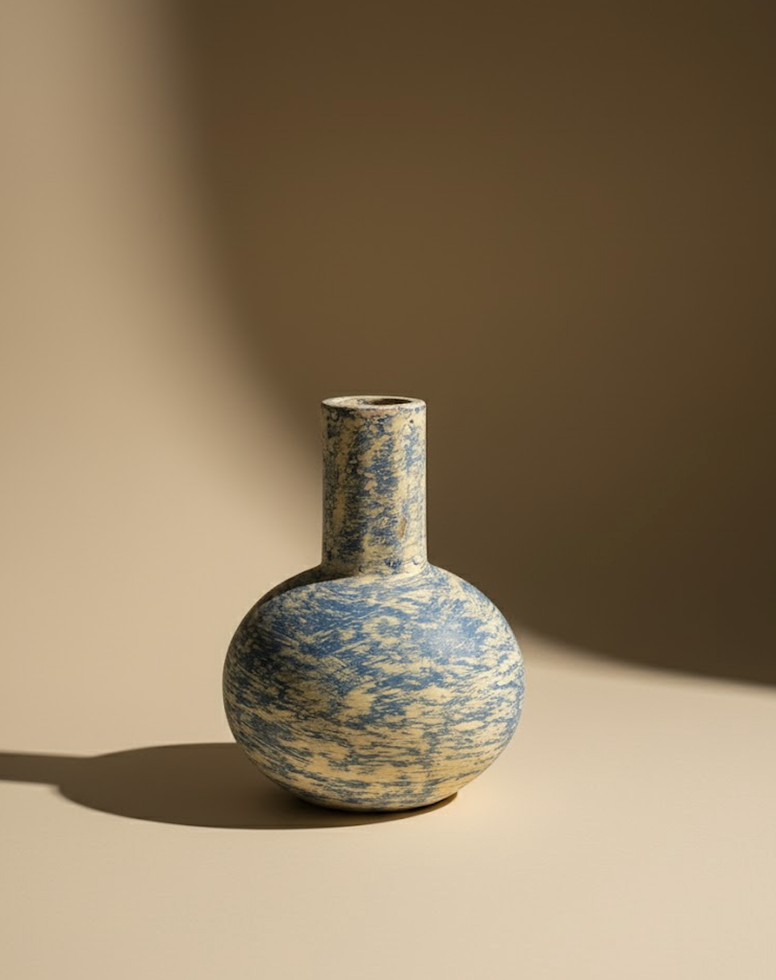 Vase rond bleu/jaune