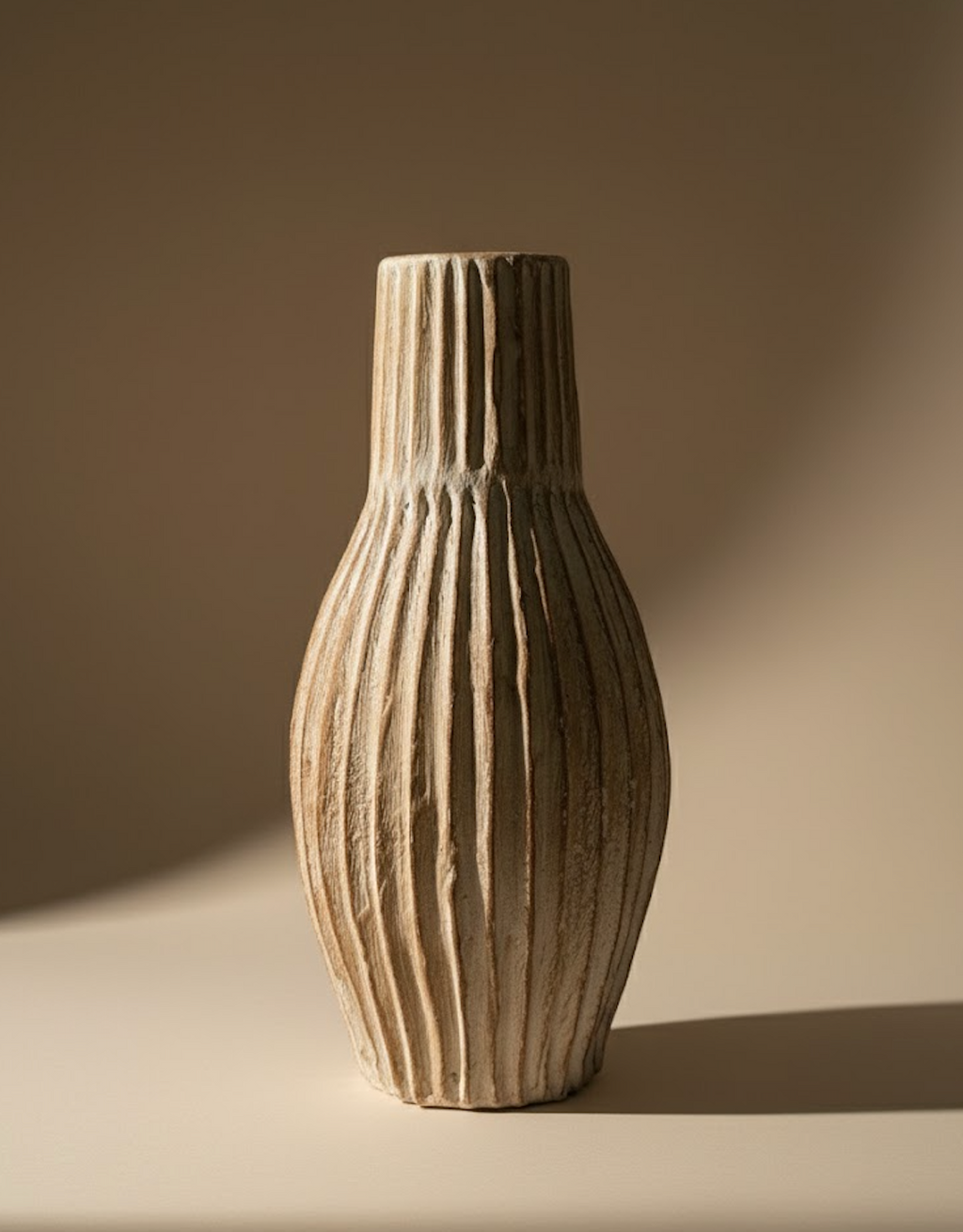 Vase à rayures blanc et orange