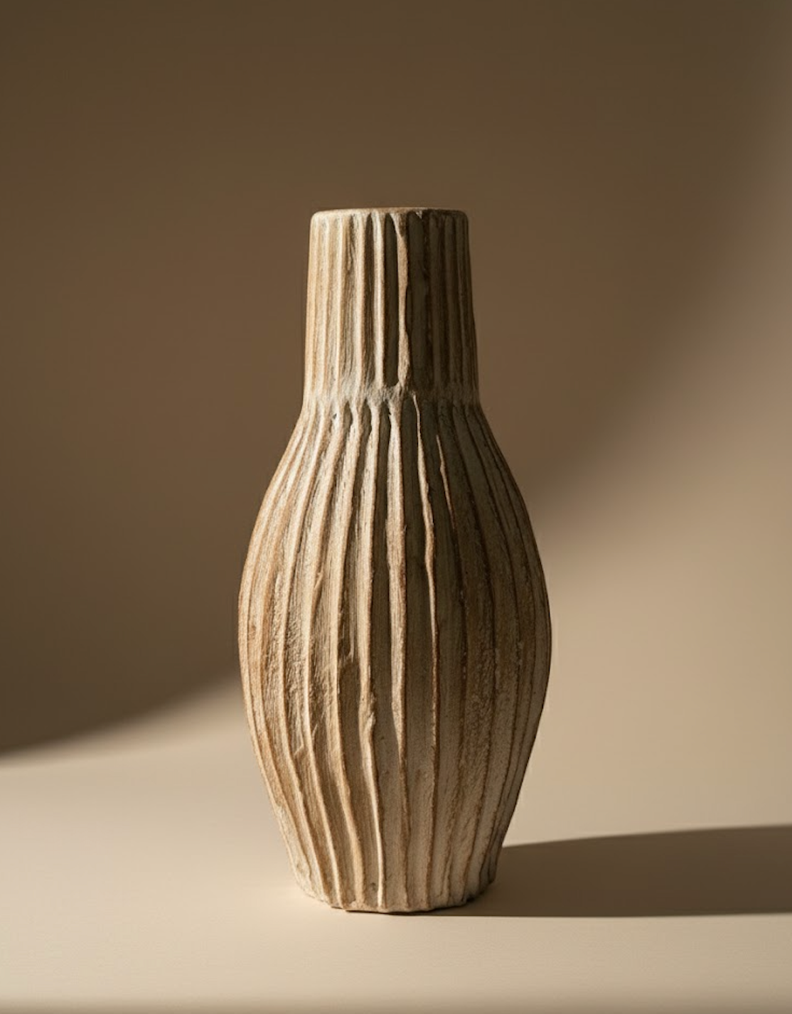 Vase à rayures blanc et orange