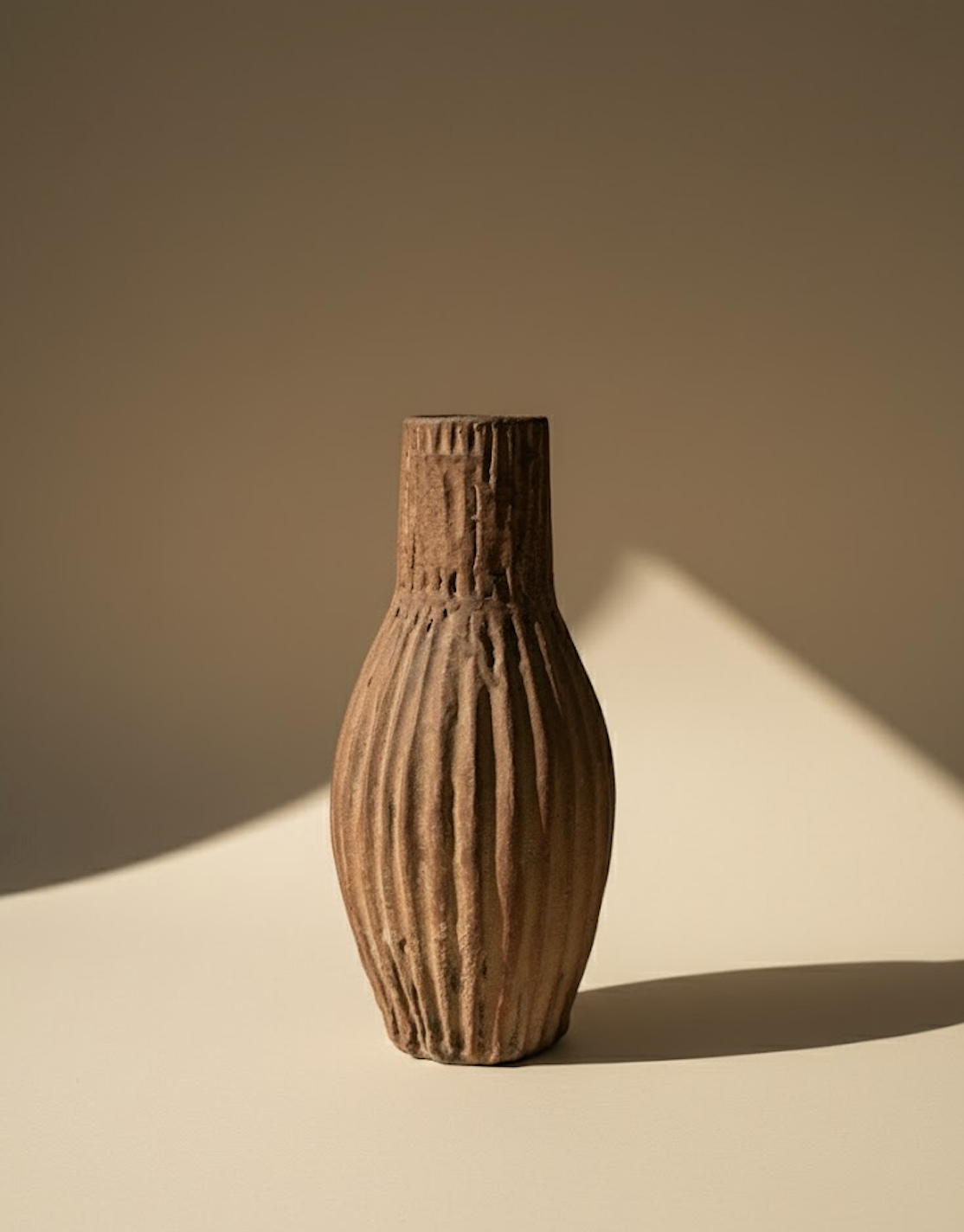 Vase à rayures marron
