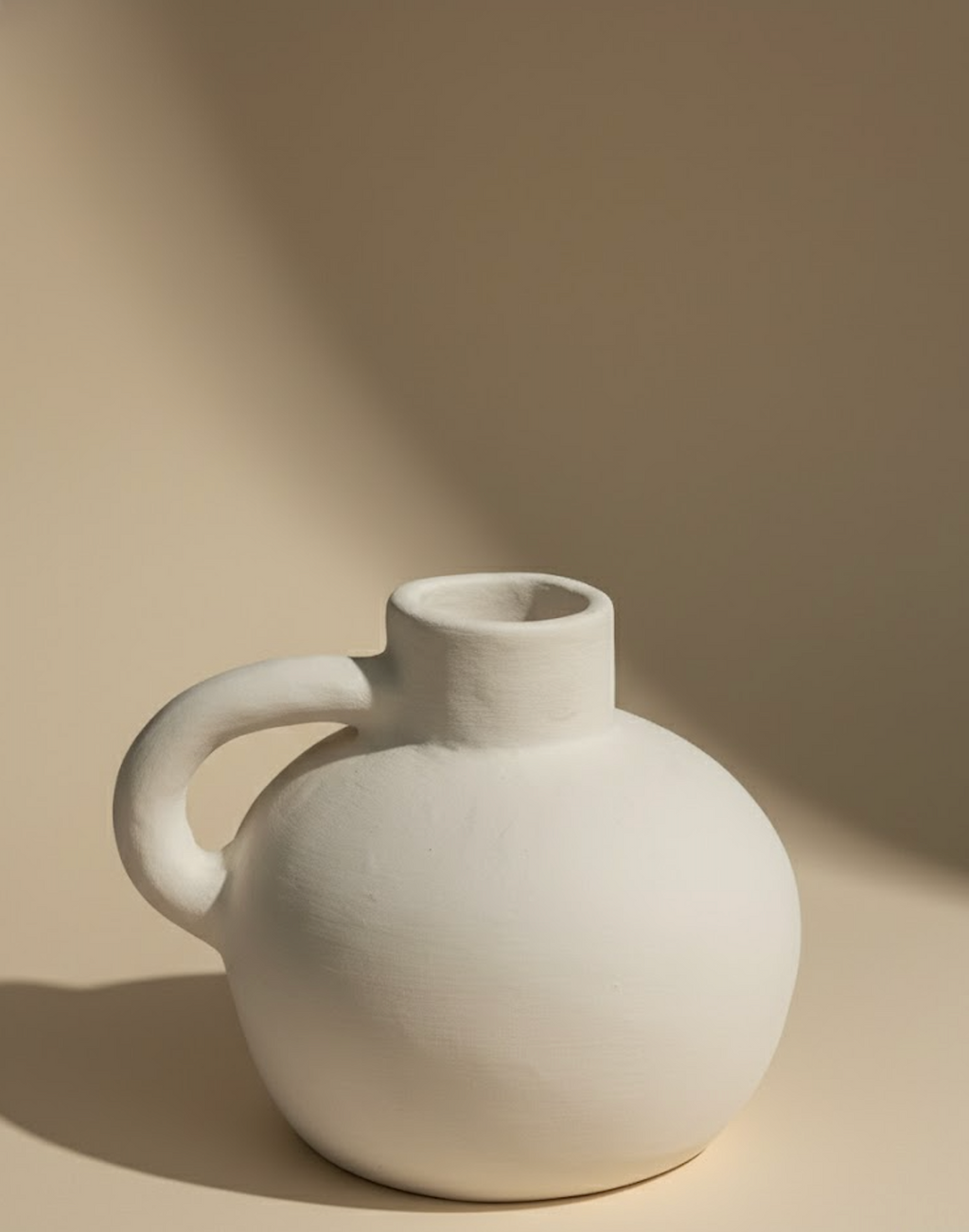 Vase rond avec poignée gris clair