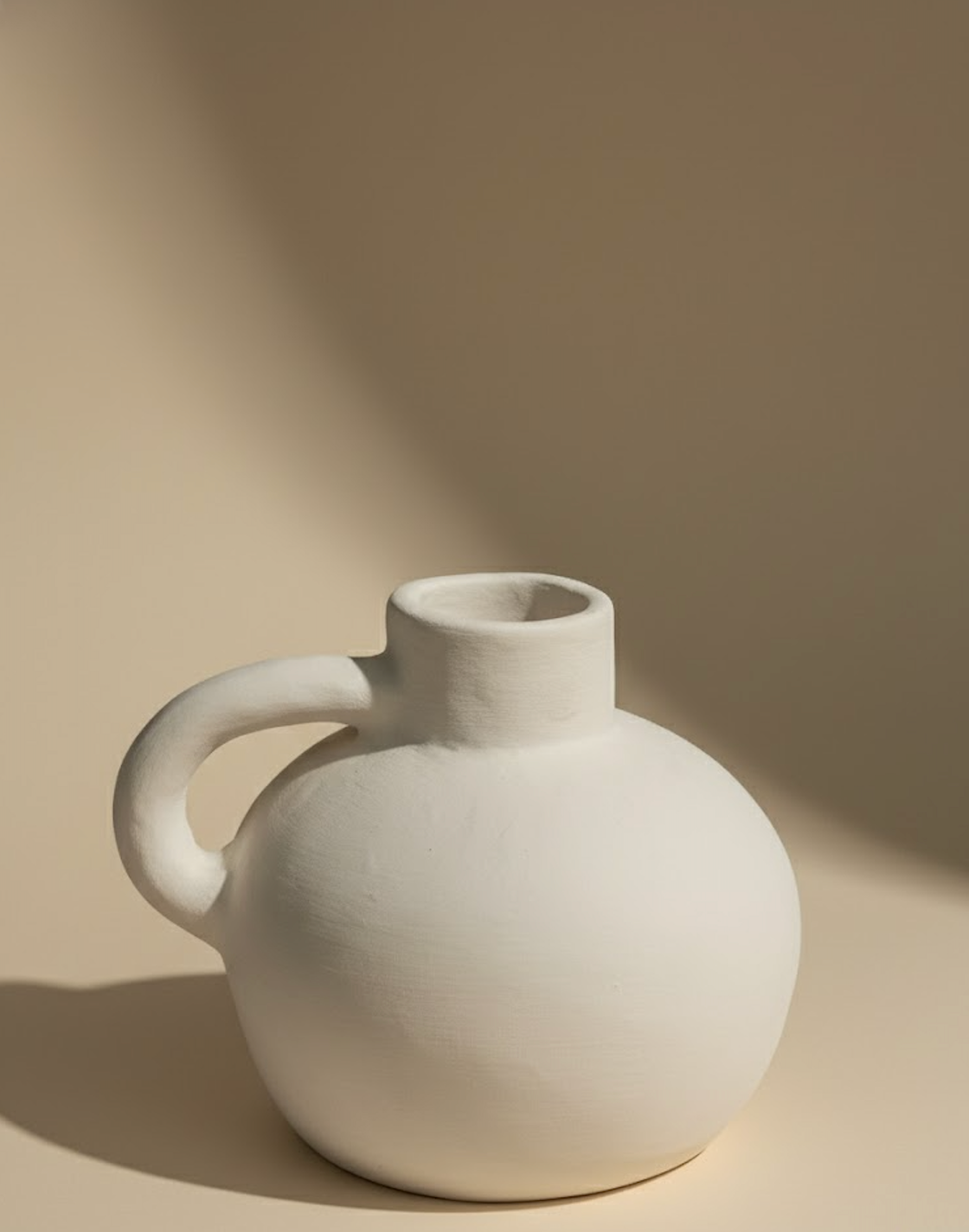 Vase rond avec poignée gris clair