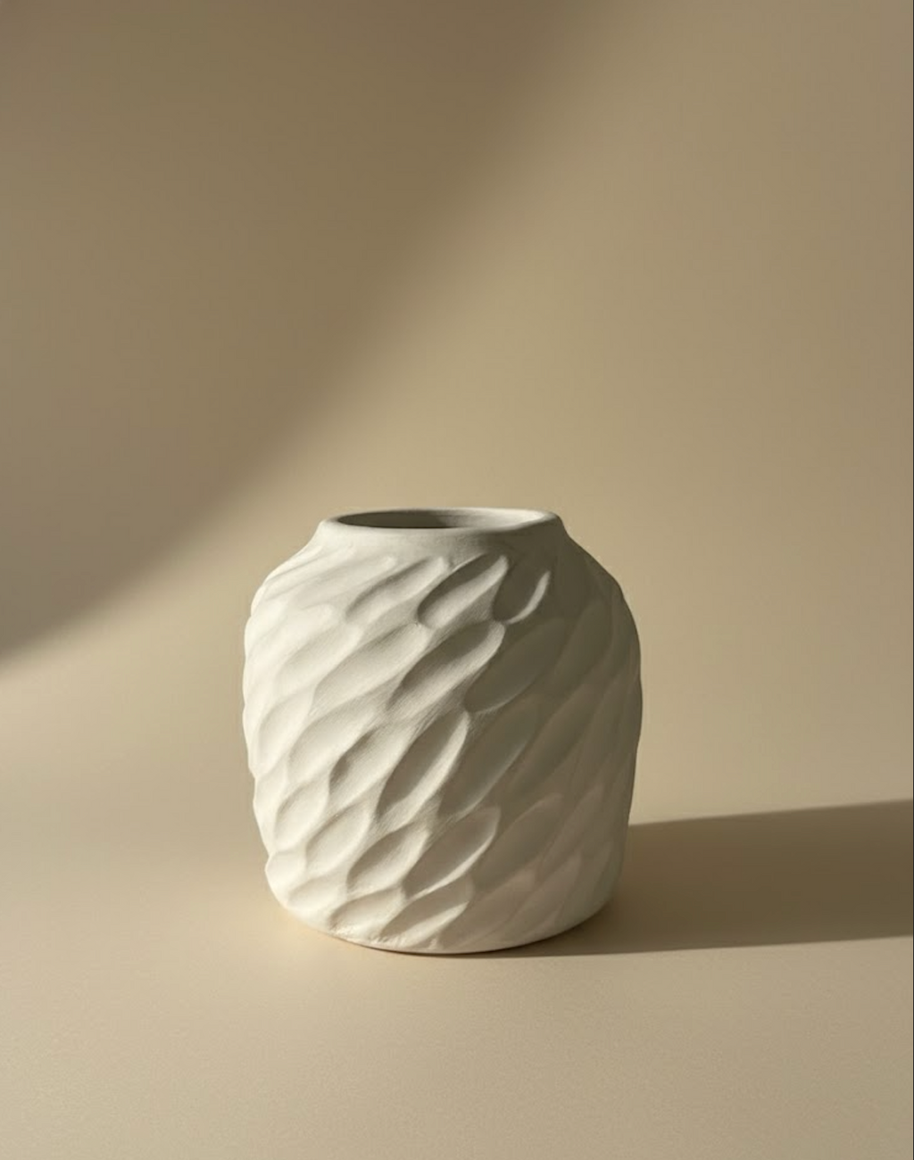 Vase blanc texturé