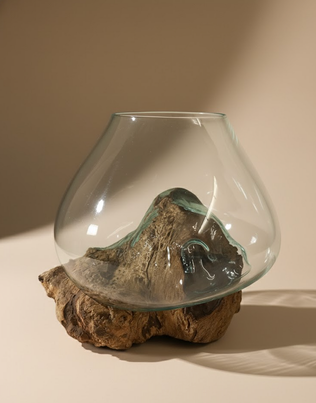 Verre soufflé et bois de teck