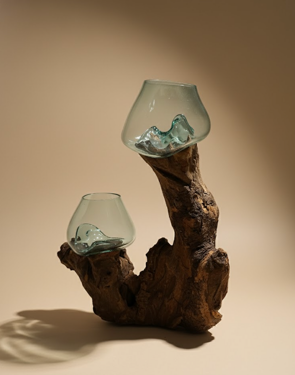 Verre soufflé et bois de teck