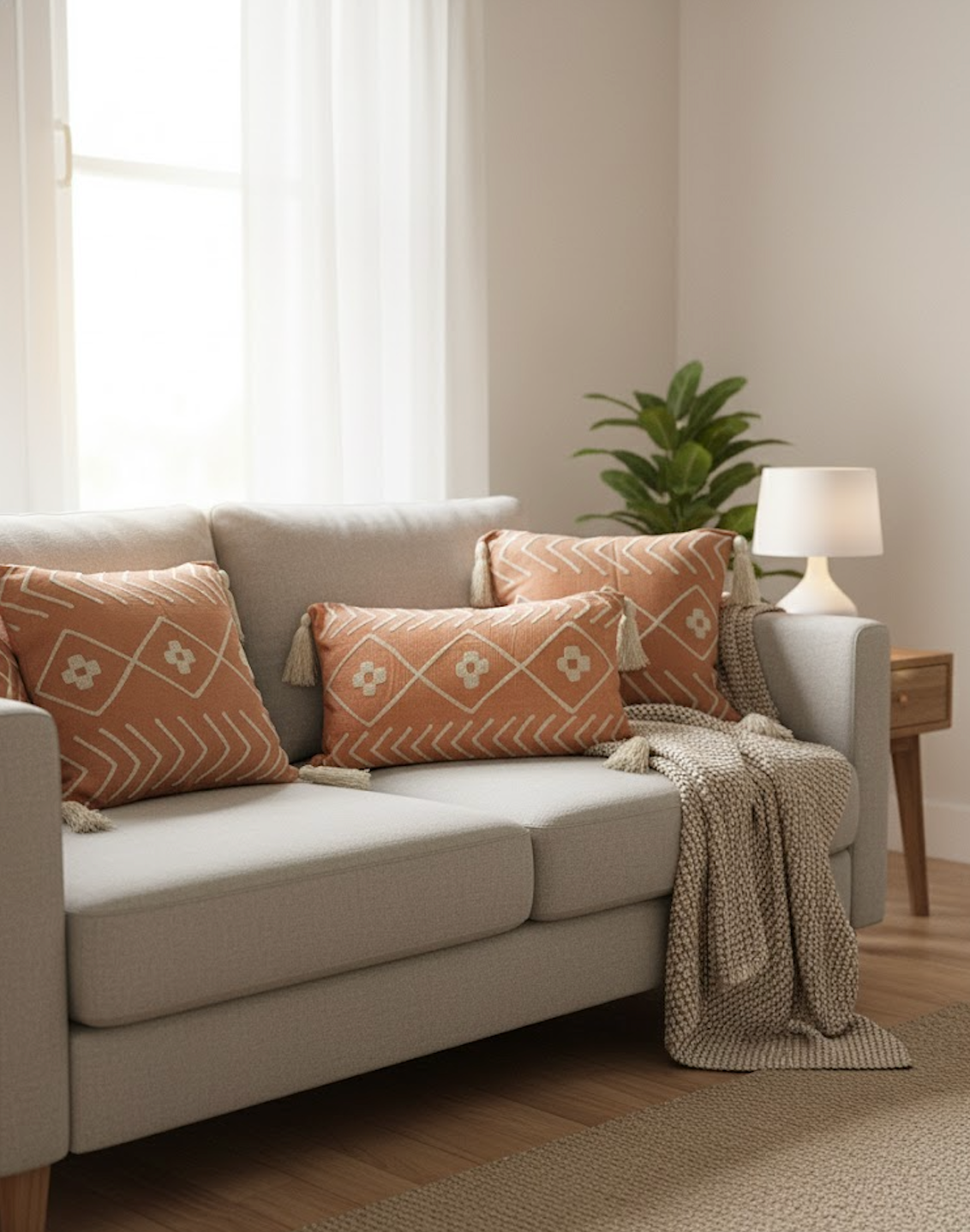 Taies de coussins terracotta design