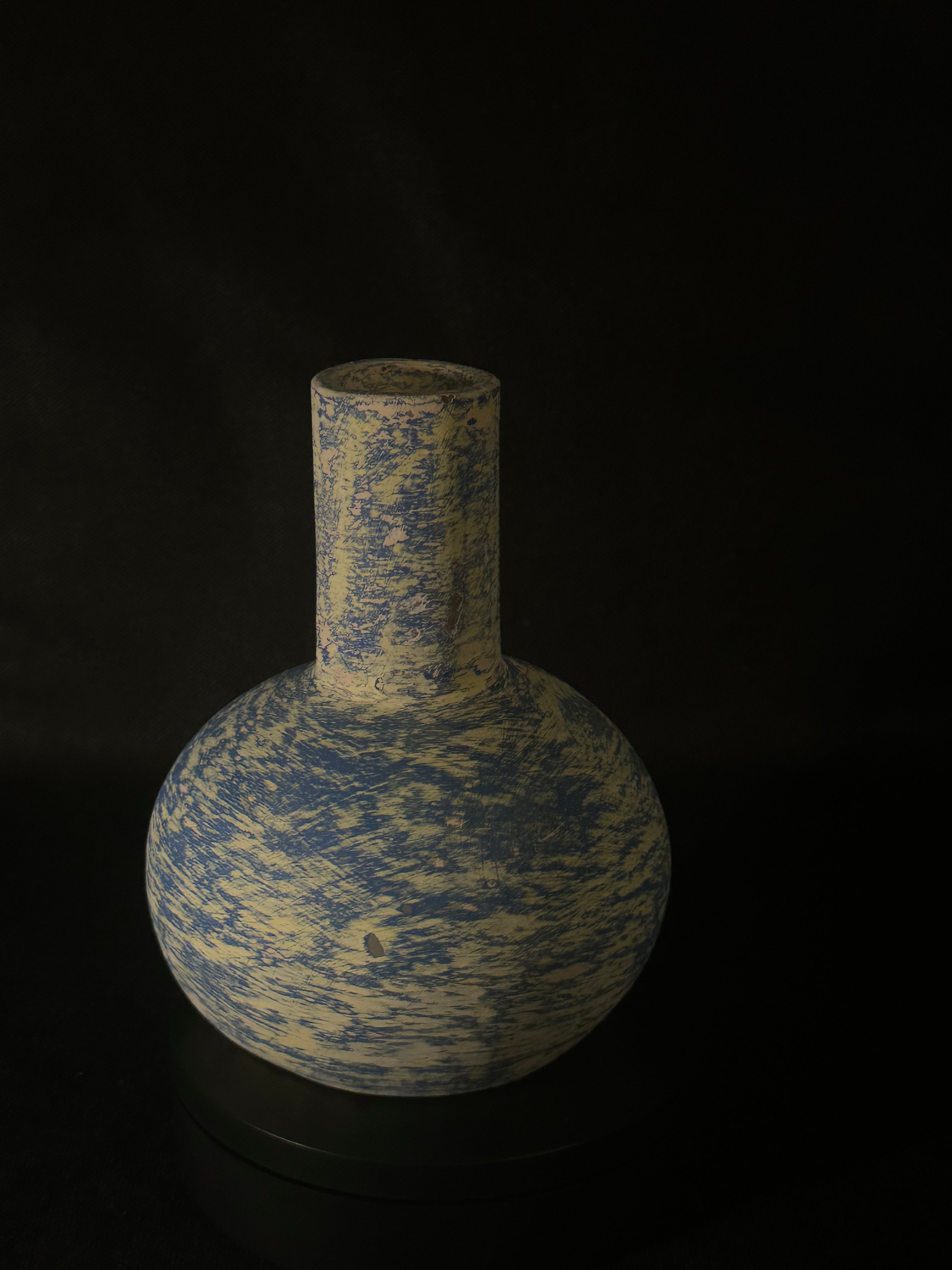 Vase rond bleu/jaune
