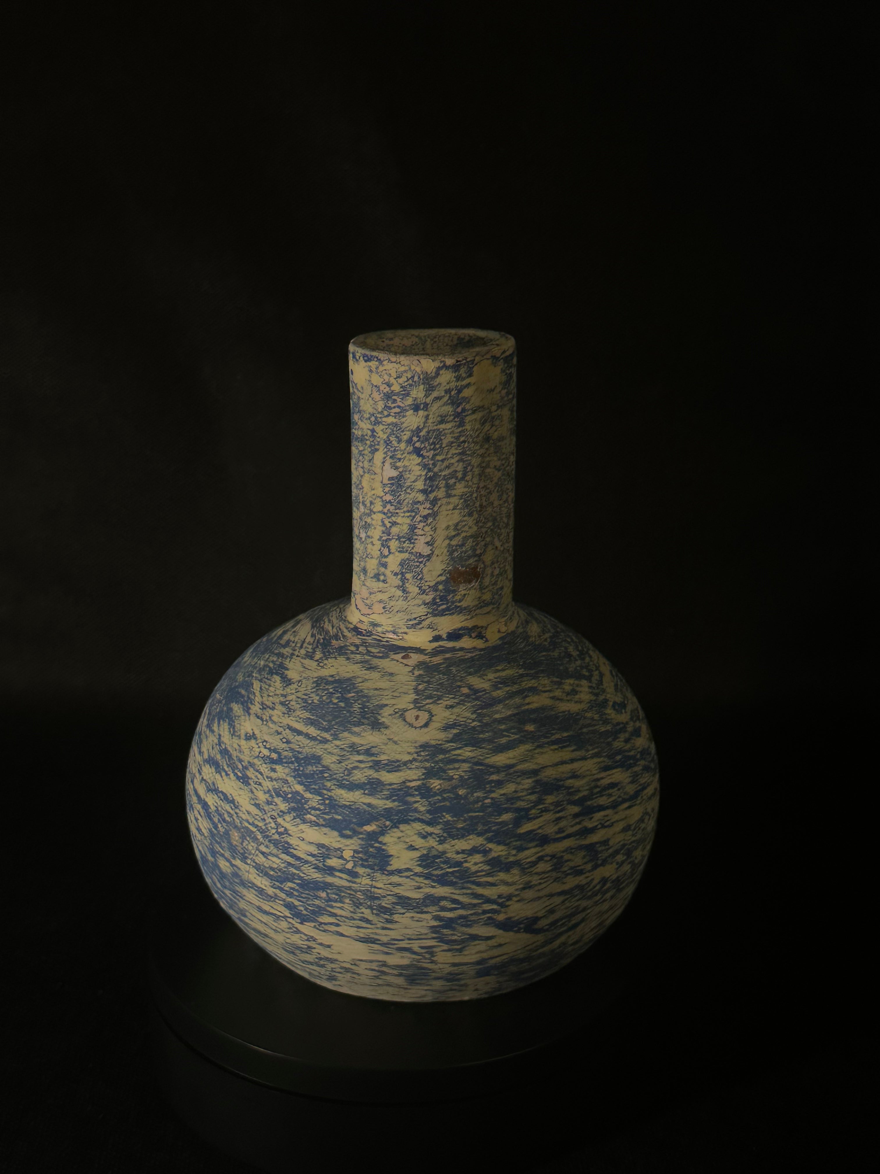 Vase rond bleu/jaune